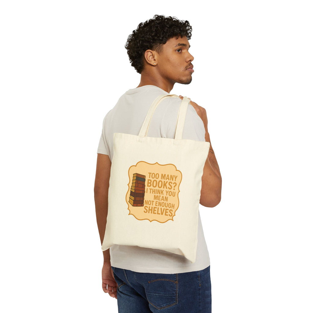 TOO MANY BOOKS - Tote Bag | Funny Literary Gift for Book Lovers | Perfect for Shopping, School, Beach, Library, Book Clubs