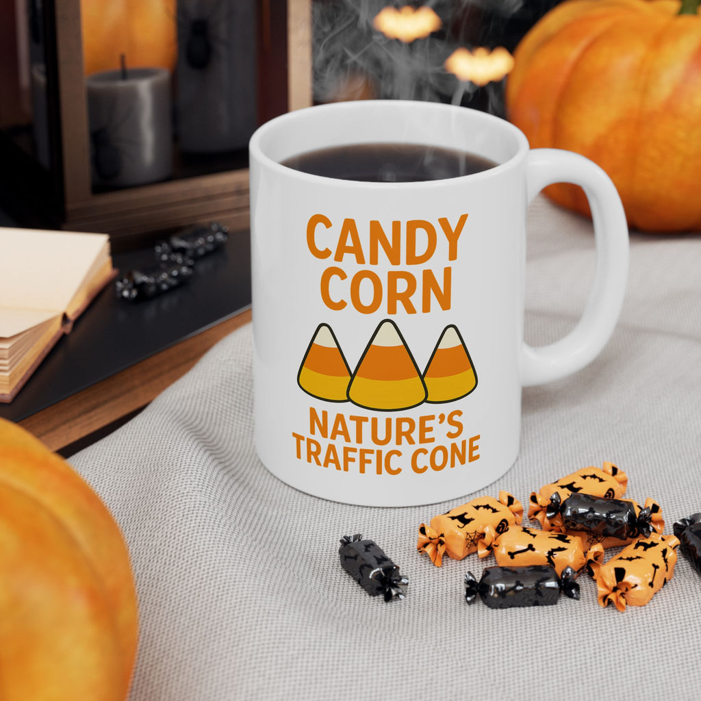 Festive Candy Corn Ceramic Mug - Perfect for Halloween, Trick-or-Treaters, Fall Decor, Cozy Vibes, Hot Cocoa Lovers