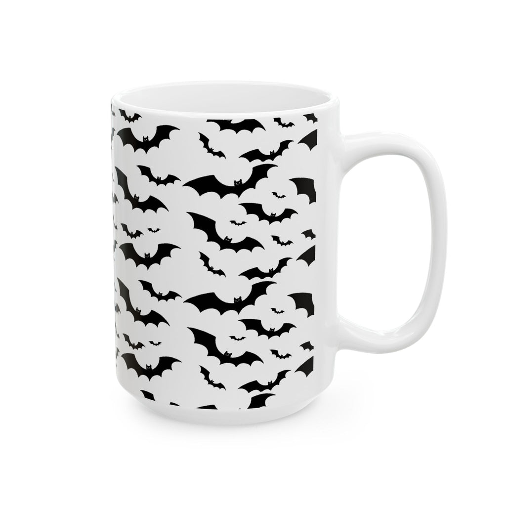 Spooky Bat Ceramic Mug, Halloween Coffee Cup, Gothic Drinkware, Dark Aesthetic Gift, Bat-Themed Tea Mug