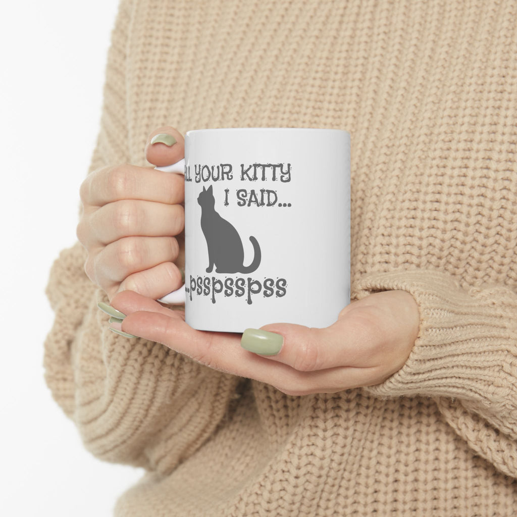 Whimsical Cat Lover's Ceramic Mug - Funny Coffee Cup Gift, Unique Cat Design, Perfect for Birthdays, Holidays, Housewarming, Tea Lovers
