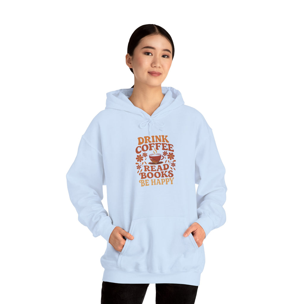 Cozy Coffee & Book Lover Hoodie - Perfect for Bookworms, Reading Gifts, Relaxed Vibes, Fall Wear, Gift for Friends