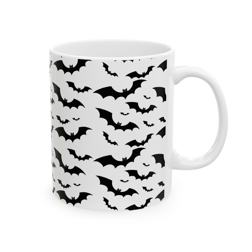 Spooky Bat Ceramic Mug, Halloween Coffee Cup, Gothic Drinkware, Dark Aesthetic Gift, Bat-Themed Tea Mug