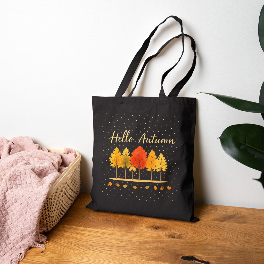 Hello Autumn Cotton Canvas Tote Bag, Fall Tote, Eco-Friendly Bag, Autumn Gift, Thanksgiving Shopping Bag