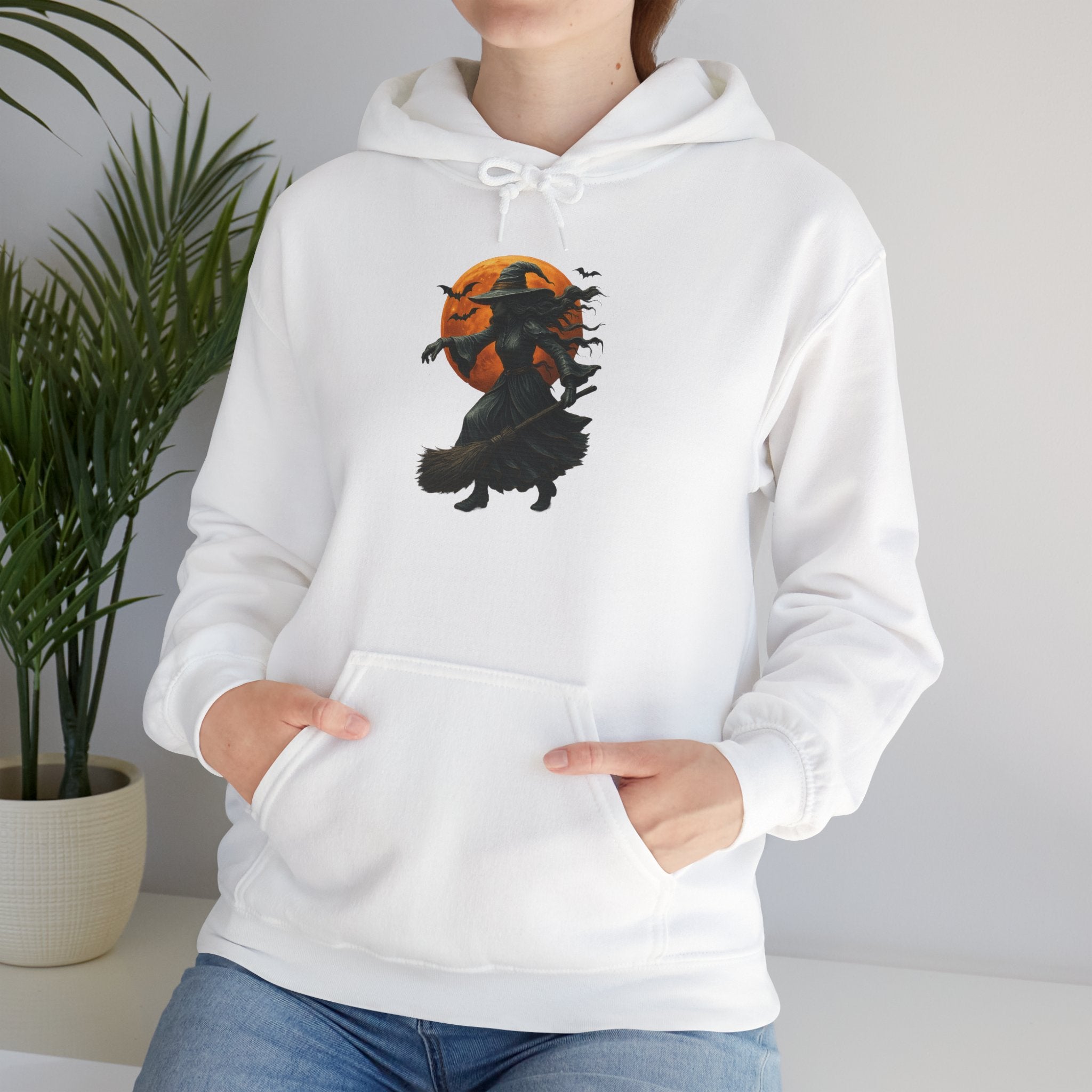 Halloween-Inspired Witch Hoodie, Cozy Fall Sweatshirt, Unisex Autumn Apparel, Spooky Season Gift, Perfect for October Celebrations