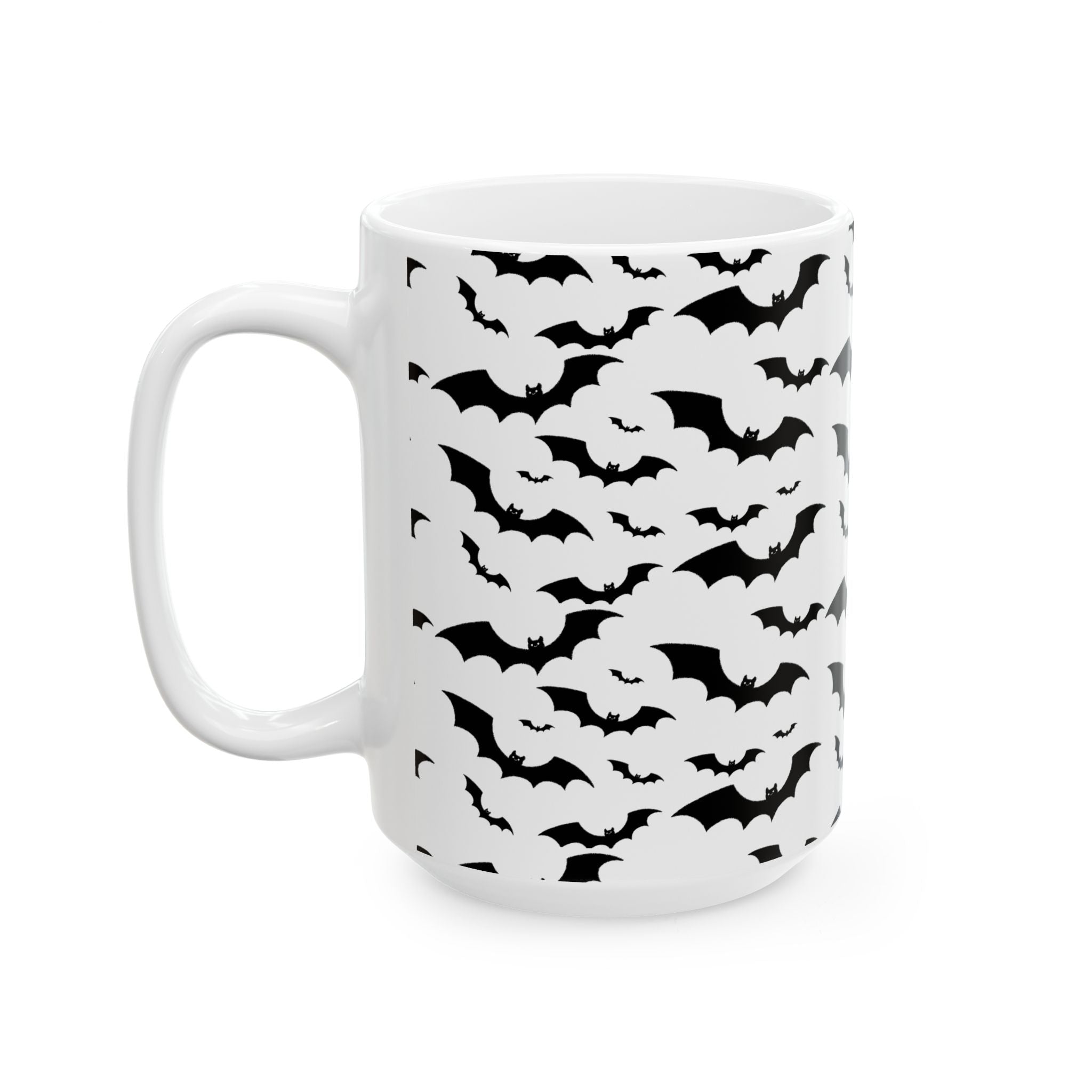 Spooky Bat Ceramic Mug, Halloween Coffee Cup, Gothic Drinkware, Dark Aesthetic Gift, Bat-Themed Tea Mug