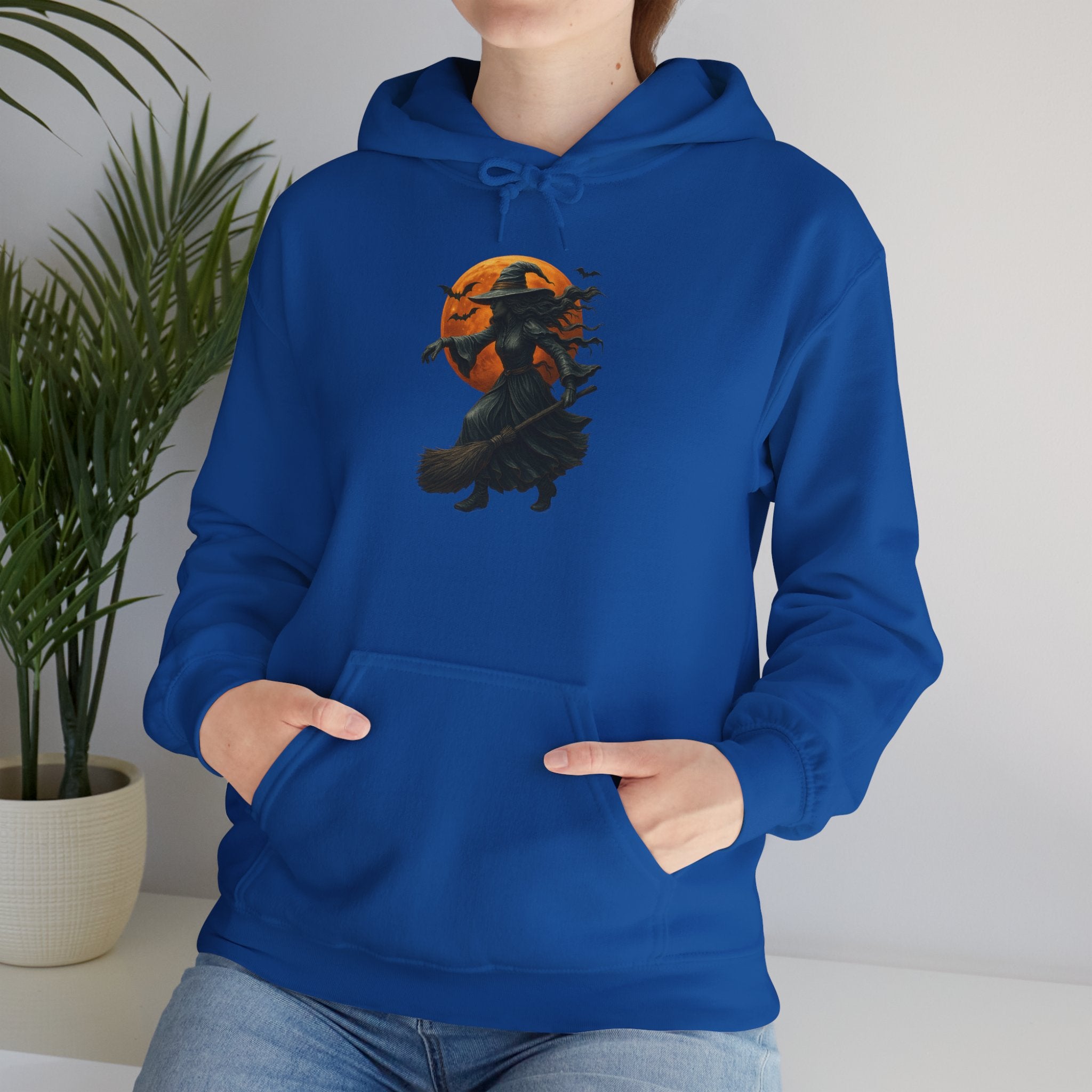 Halloween-Inspired Witch Hoodie, Cozy Fall Sweatshirt, Unisex Autumn Apparel, Spooky Season Gift, Perfect for October Celebrations