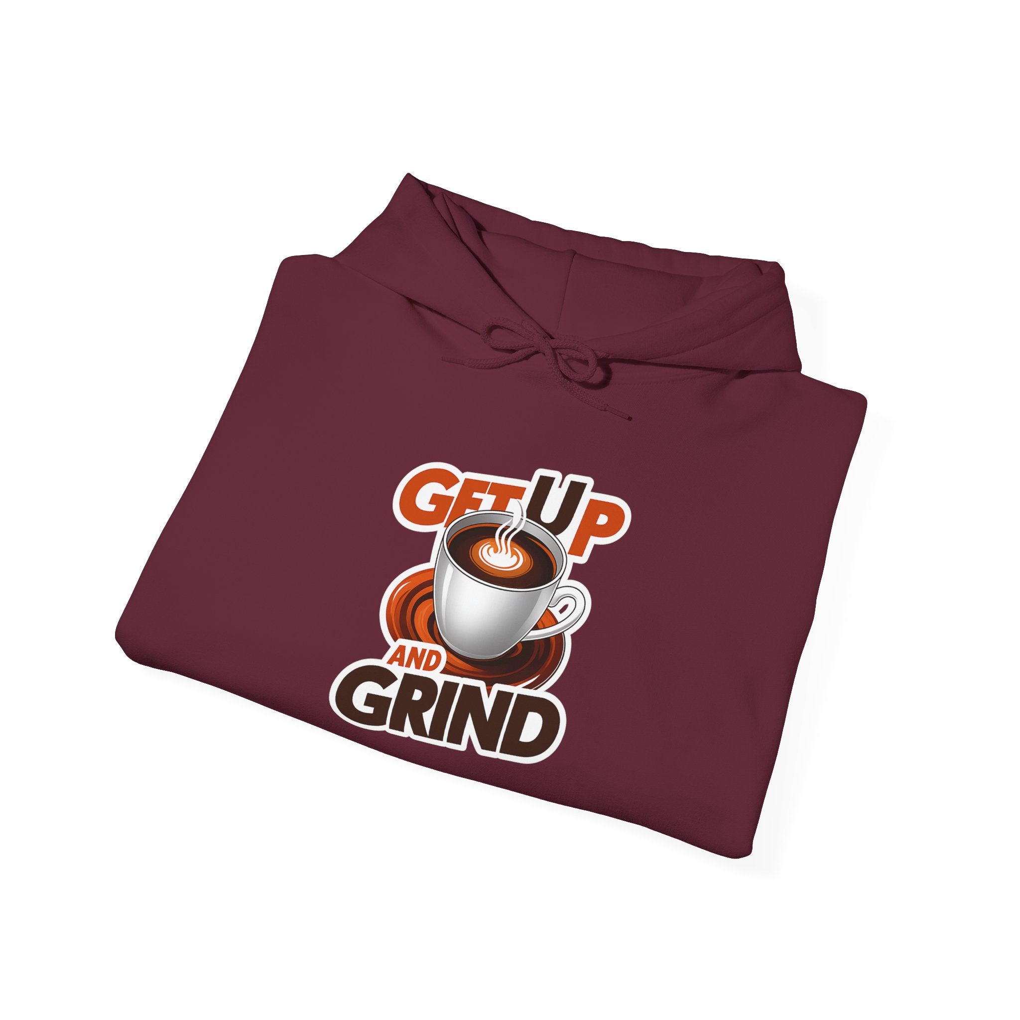 Get Up and Grind Motivational Coffee -Themed Hoodie | Motivational Gift for Coffee Lovers, Unisex Casual Wear, Perfect for Gym, School, Office