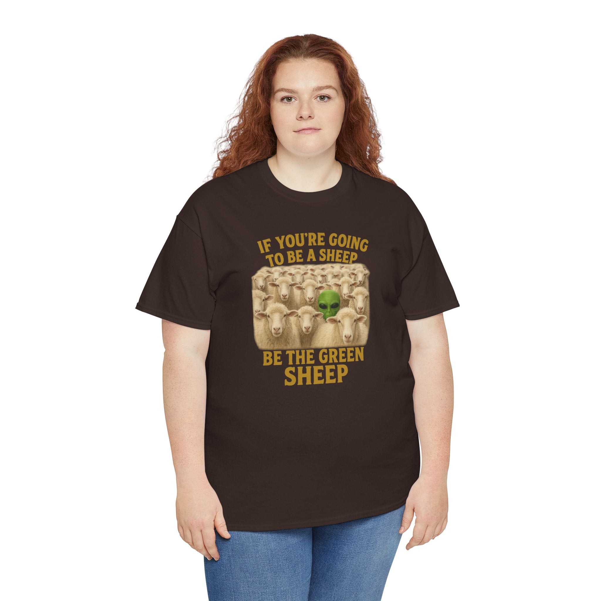 Be the Green Sheep Unisex Heavy Cotton Tee, Funny T-Shirt for the rebel in your life,  Gift for Friends, Casual Wear, Comfortable Basics