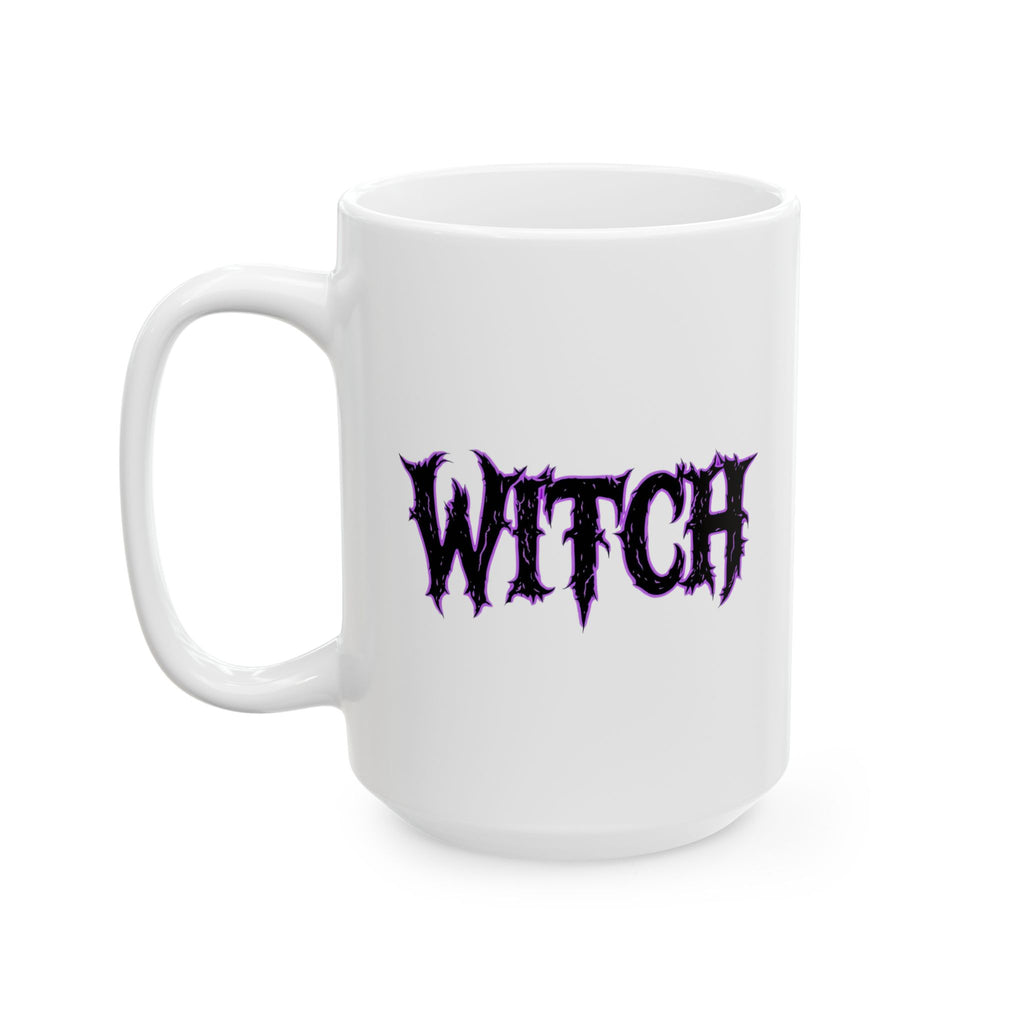 Cool, Spooky Black and Purple Witchy Ceramic Mug - Perfect for Coffee Lovers, Gift for Witches, Halloween Decor, Purple Design