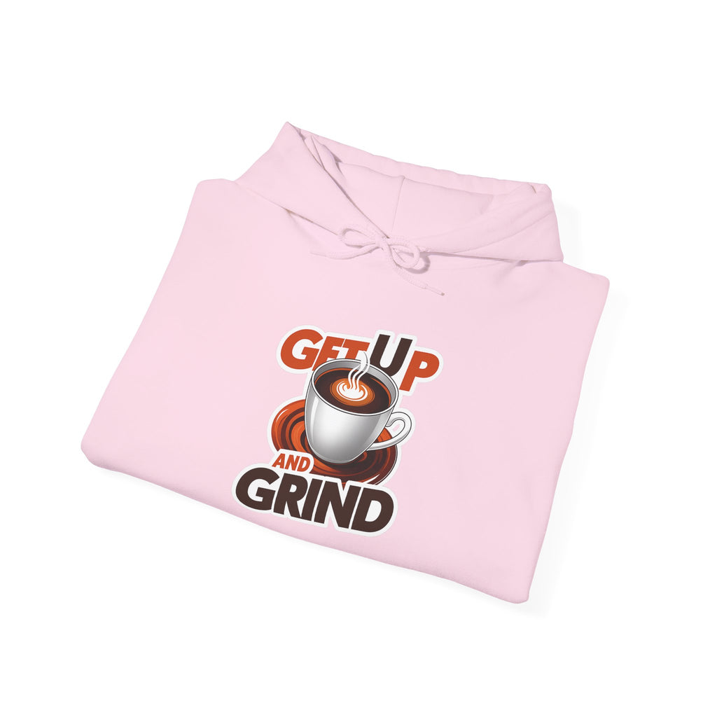 Get Up and Grind Motivational Coffee -Themed Hoodie | Motivational Gift for Coffee Lovers, Unisex Casual Wear, Perfect for Gym, School, Office