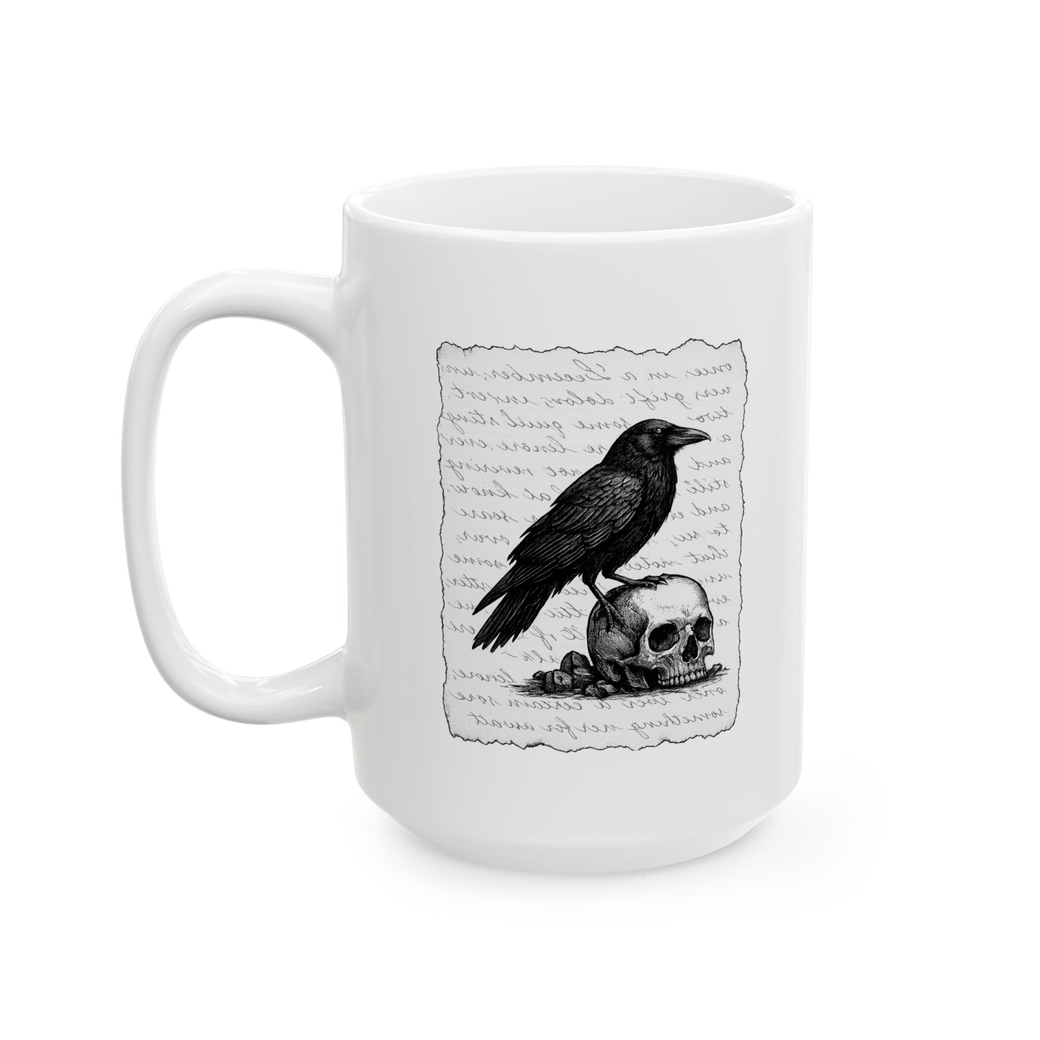 Raven Skull Coffee Mug - Perfect Gift for Coffee Lovers, Book Lovers, Drinkware, Unique Home Decor, Office Essentials,