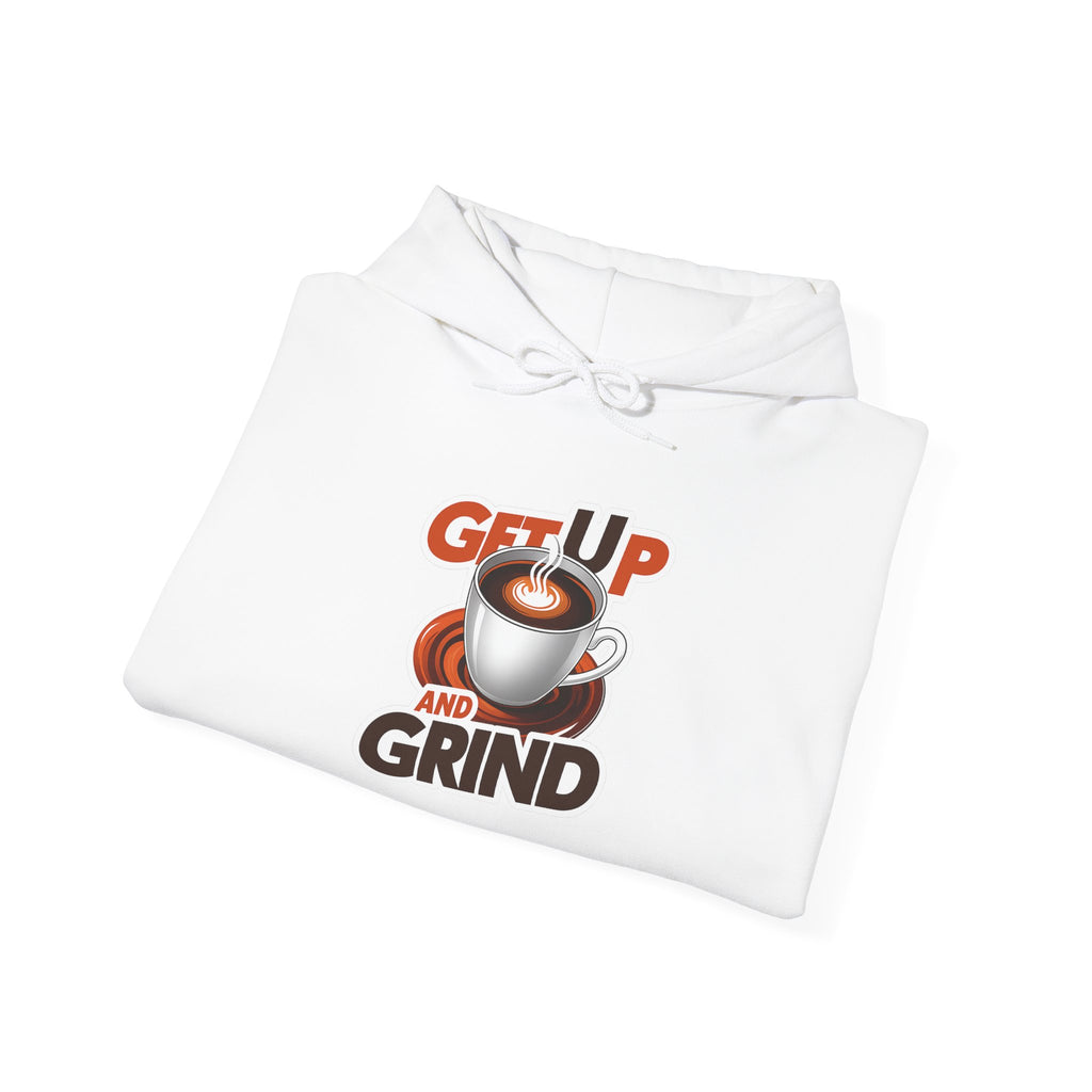 Get Up and Grind Motivational Coffee -Themed Hoodie | Motivational Gift for Coffee Lovers, Unisex Casual Wear, Perfect for Gym, School, Office
