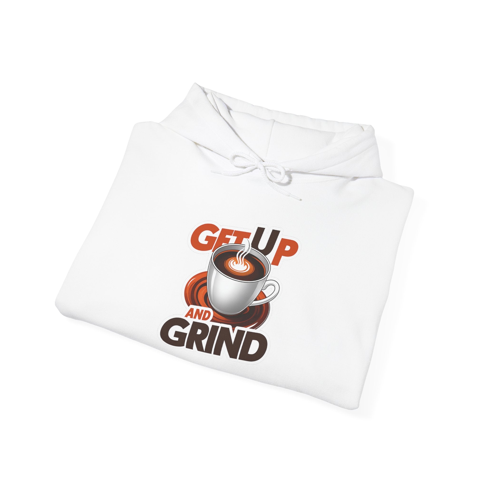 Get Up and Grind Motivational Coffee -Themed Hoodie | Motivational Gift for Coffee Lovers, Unisex Casual Wear, Perfect for Gym, School, Office