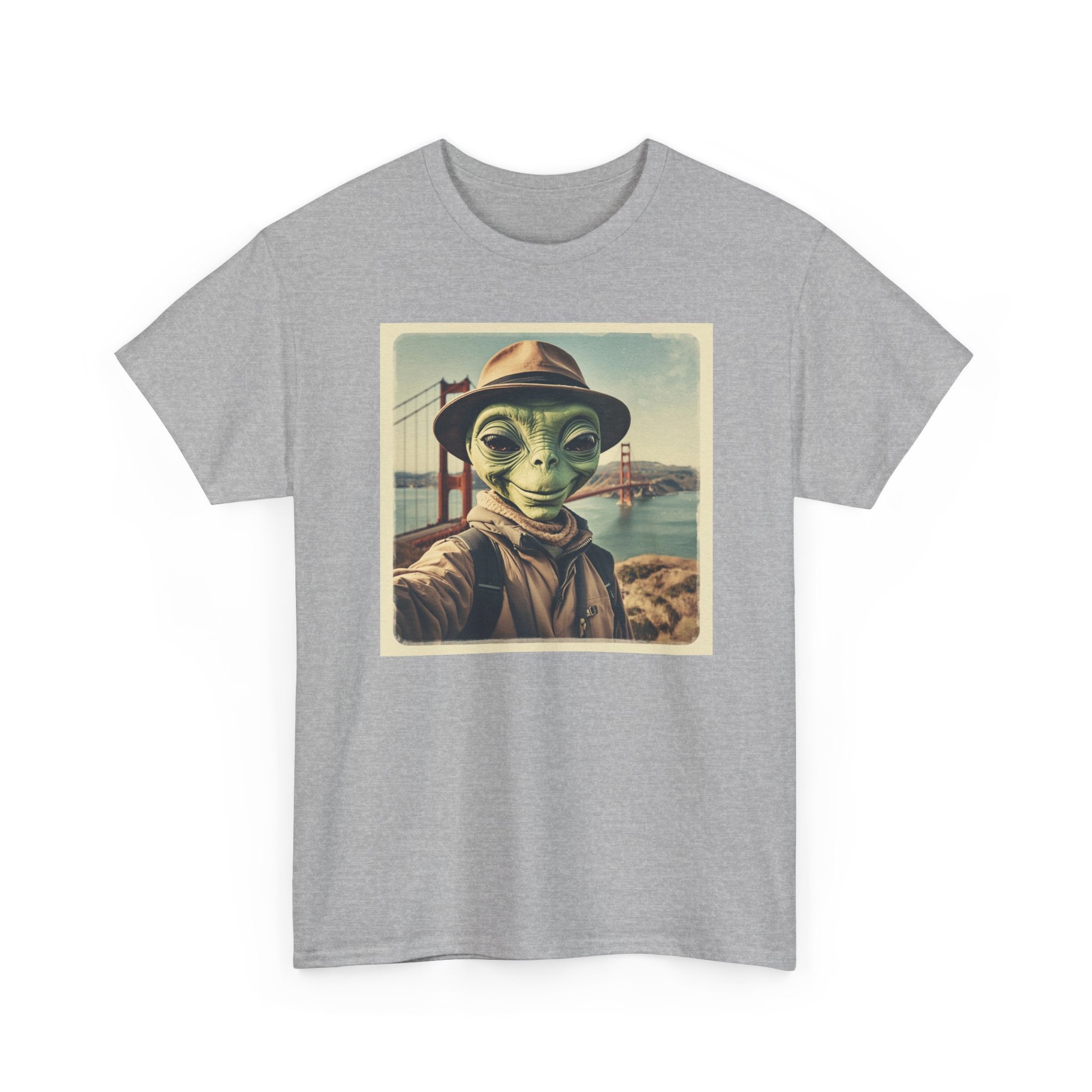 Alien Selfie Tee, Funny Graphic T-Shirt, Unique Art Shirt, Unisex Cotton Tee, Gift for Space Lovers, Quirky Style Wear