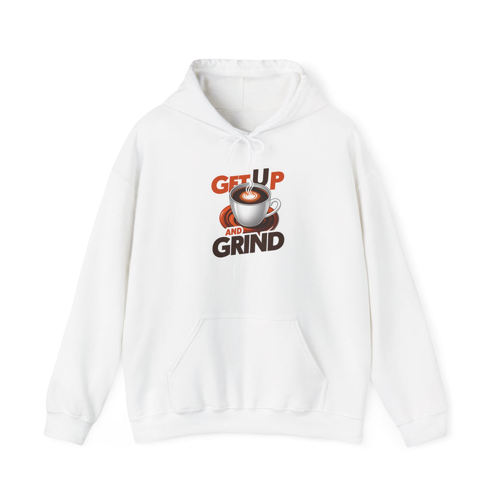 Get Up and Grind Motivational Coffee -Themed Hoodie | Motivational Gift for Coffee Lovers, Unisex Casual Wear, Perfect for Gym, School, Office