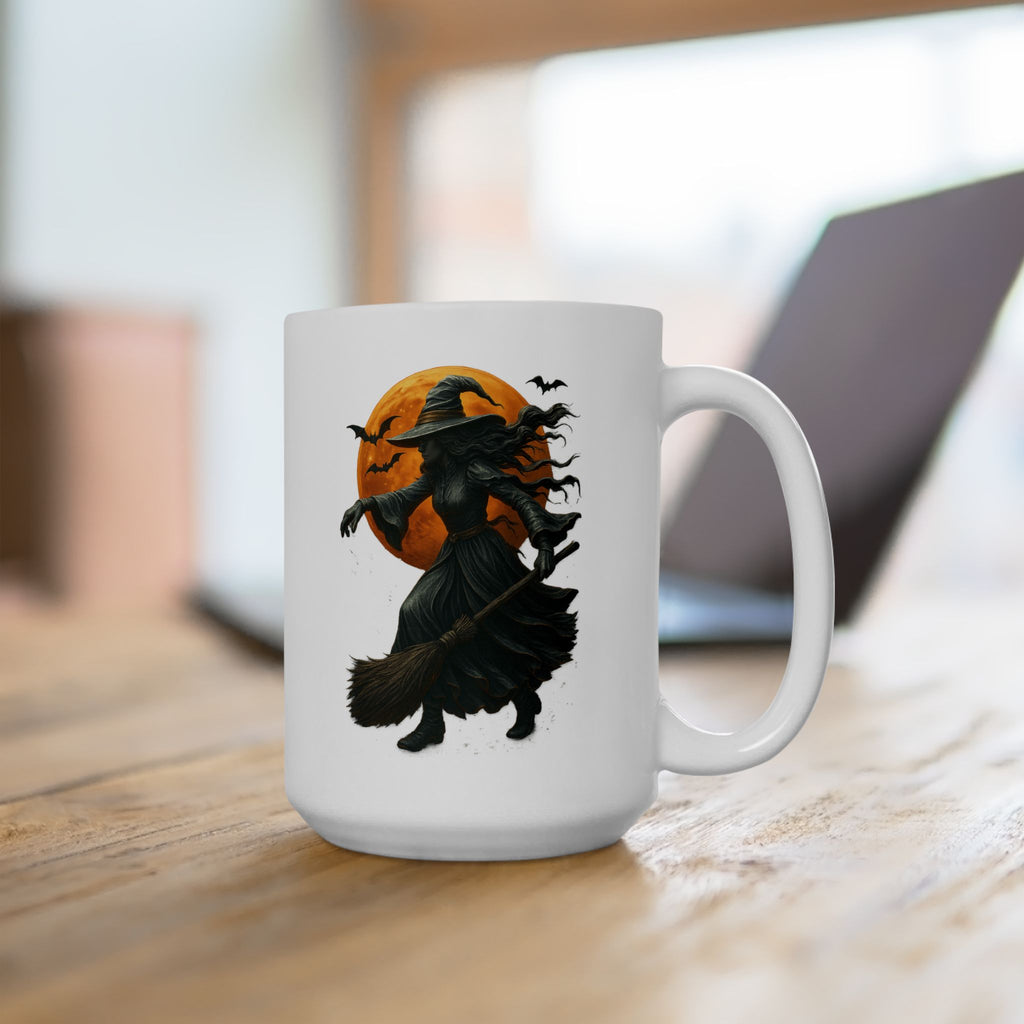 Halloween Metallic Relief Witch Painting Mug, Perfect for Fall, Coffee Lovers, Gifting, Cozy Vibes, Home Decor