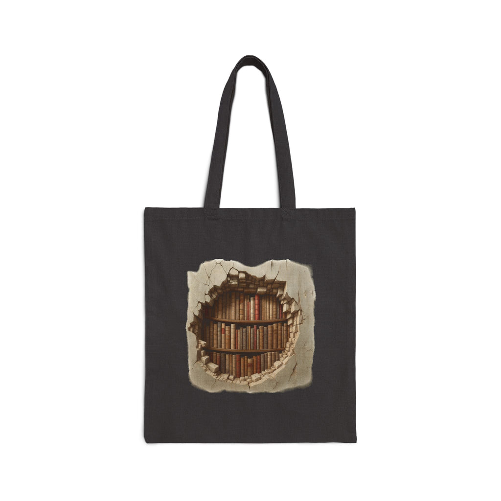 Rustic BOOK CAVE Tote Bag, Eco-Friendly Bag, Book Lover's Gift, Library Tote, Cotton Shopping Bag, Reusable Canvas Bag