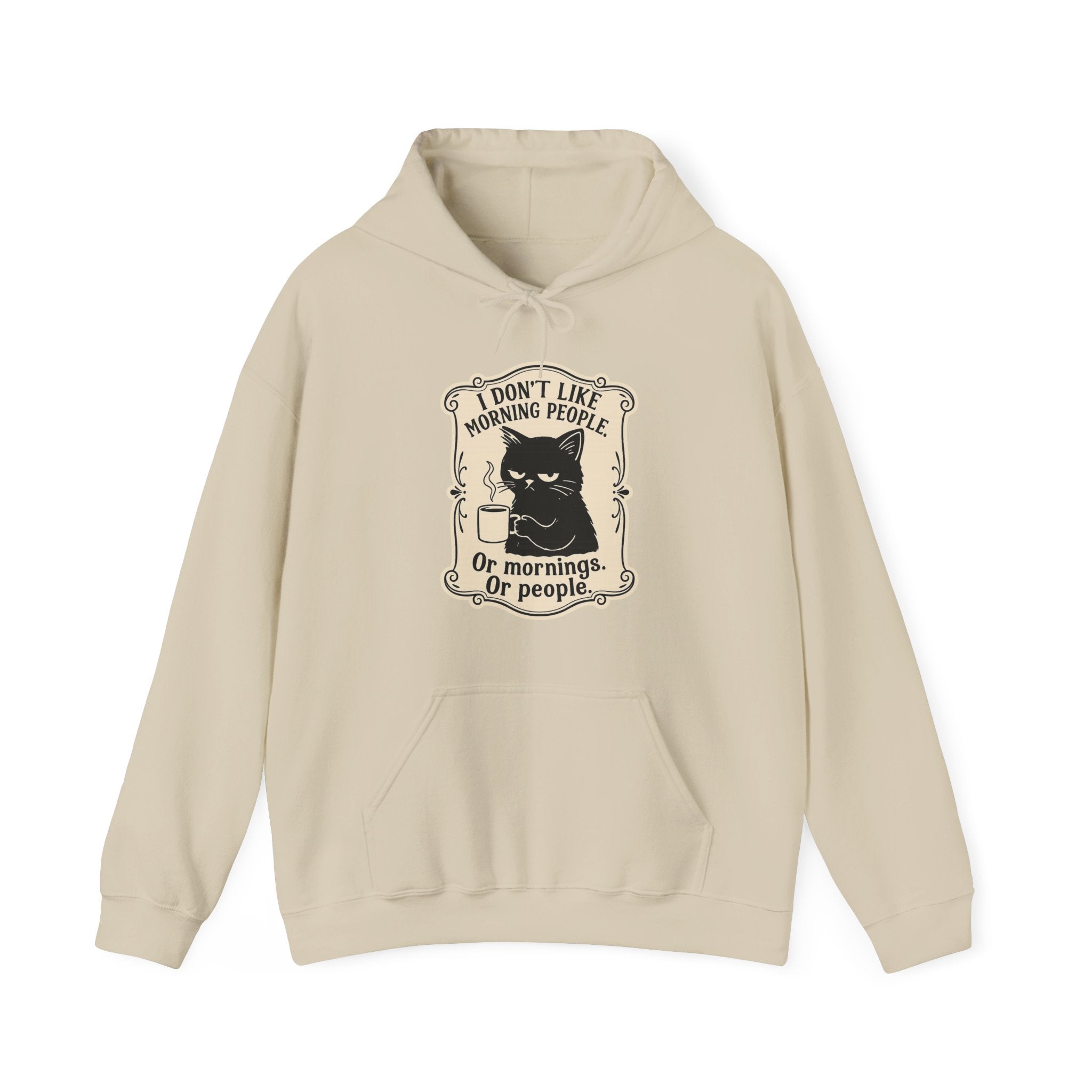 Cozy Cat Lover's Hoodie - 'I Don't Like Morning People' Design