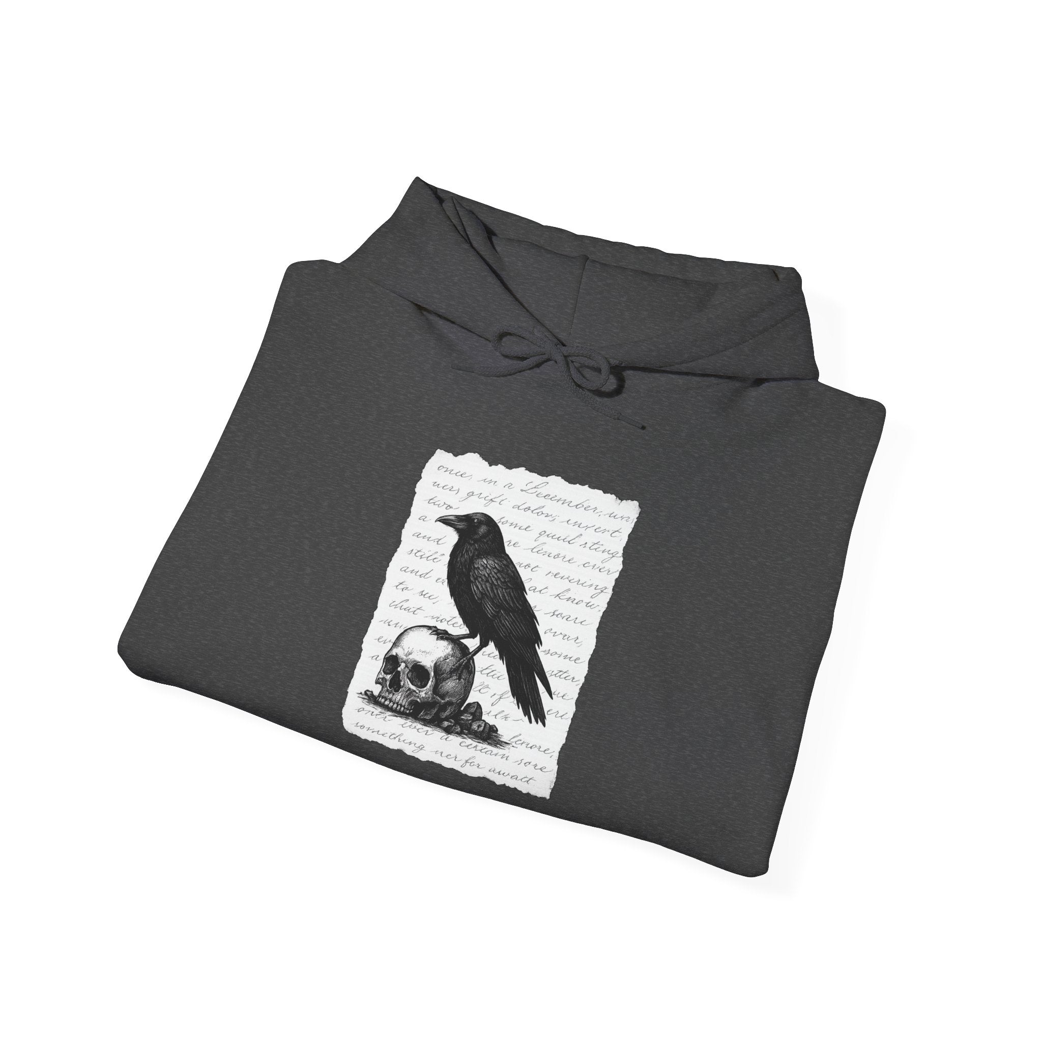 Gothic Raven Hoodie, Cozy Sweatshirt, Unisex Pullover, Halloween Apparel, Fall Fashion, Book Lovers, Theatre Lovers