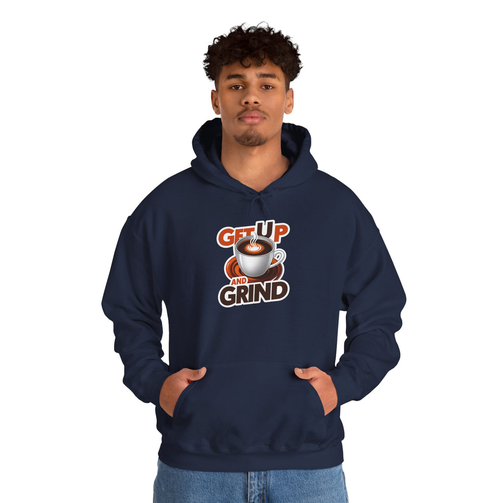 Get Up and Grind Motivational Coffee -Themed Hoodie | Motivational Gift for Coffee Lovers, Unisex Casual Wear, Perfect for Gym, School, Office