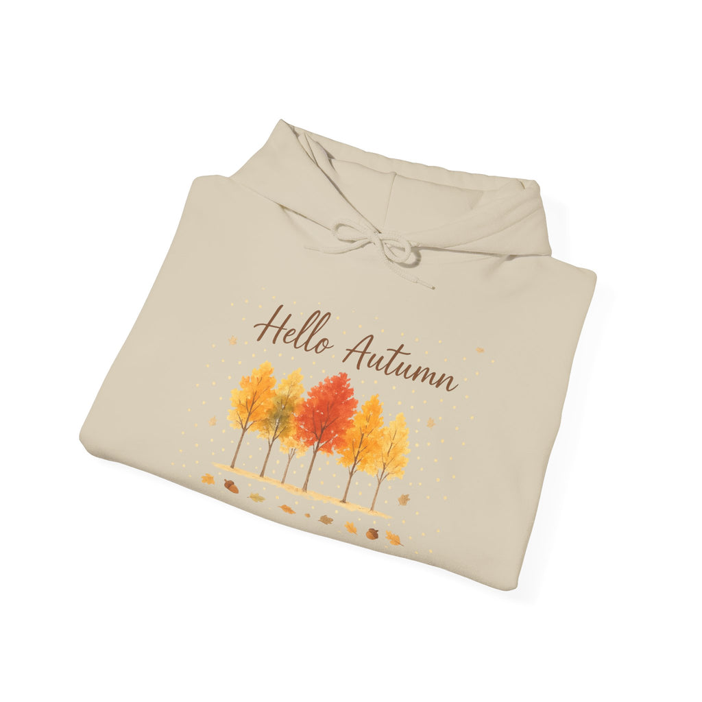Autumn Vibes Hooded Sweatshirt, Cozy Fall Hoodie, Hello Autumn Sweatshirt, Unisex Fall Apparel, Seasonal Fashion, Gift for Her