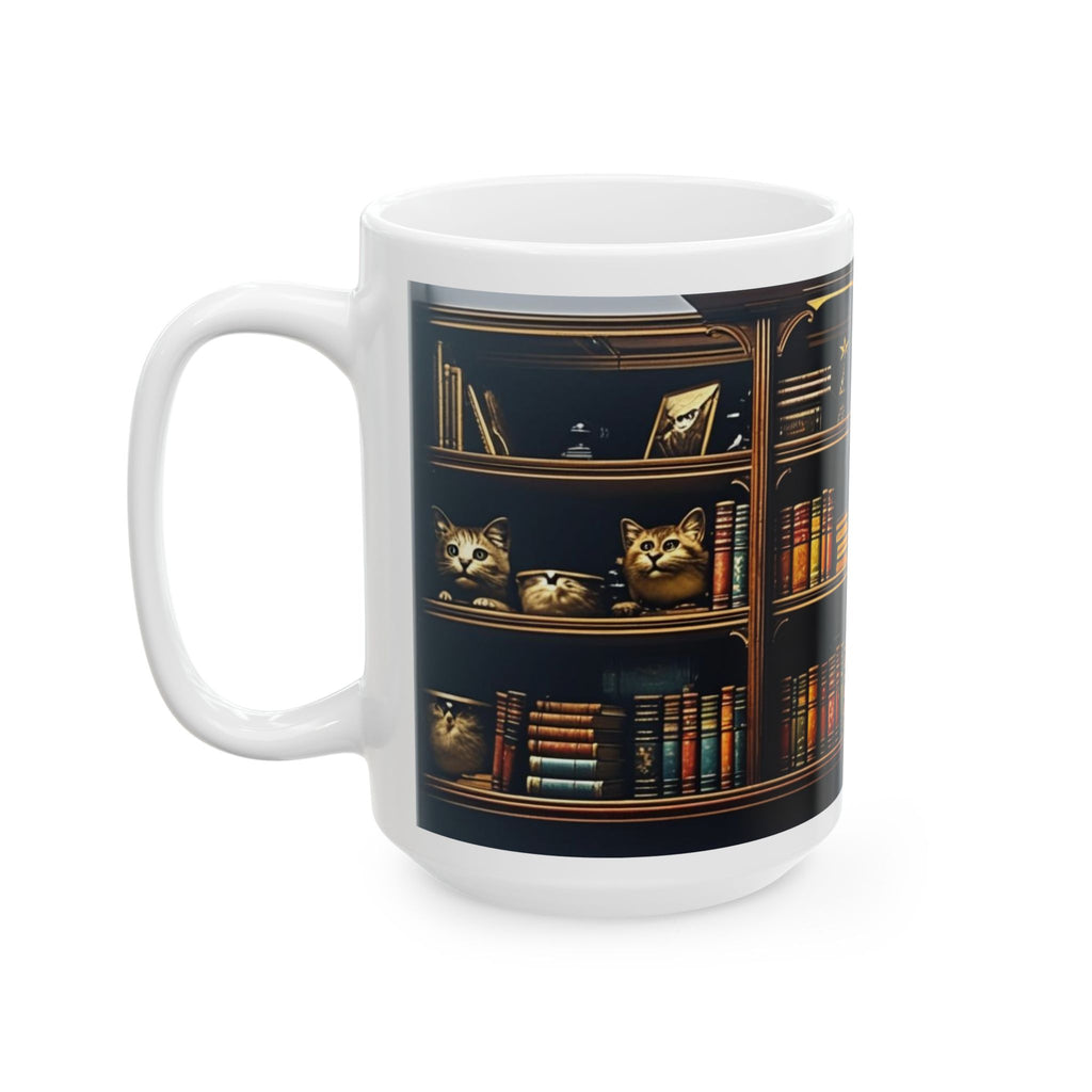 Cozy Cat Ceramic Mug - Perfect for Cat Lovers, Bookworms, Gifts, Home Decor, Coffee Tea Mug, Cat Lover Gifts, Book Lovers, Coffee Lovers