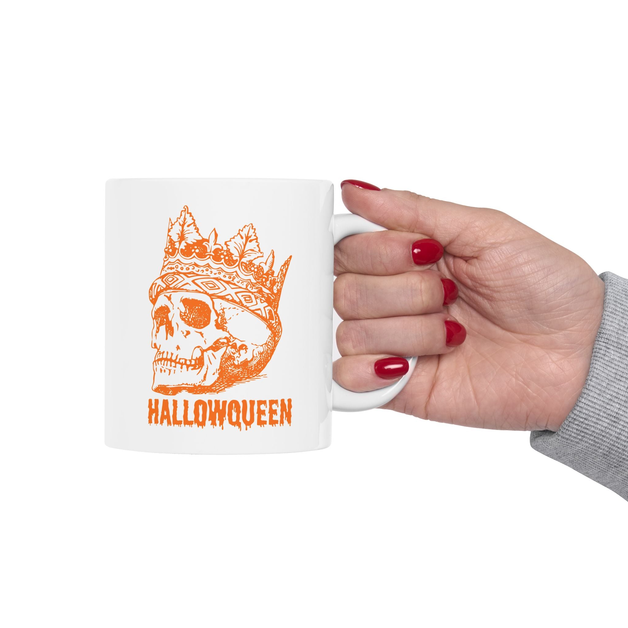 Halloween HALLOWQUEEN Skull Ceramic Mug - Perfect for Spooky Season, Fall Decor, Coffee Lovers, Gifting, Collectibles