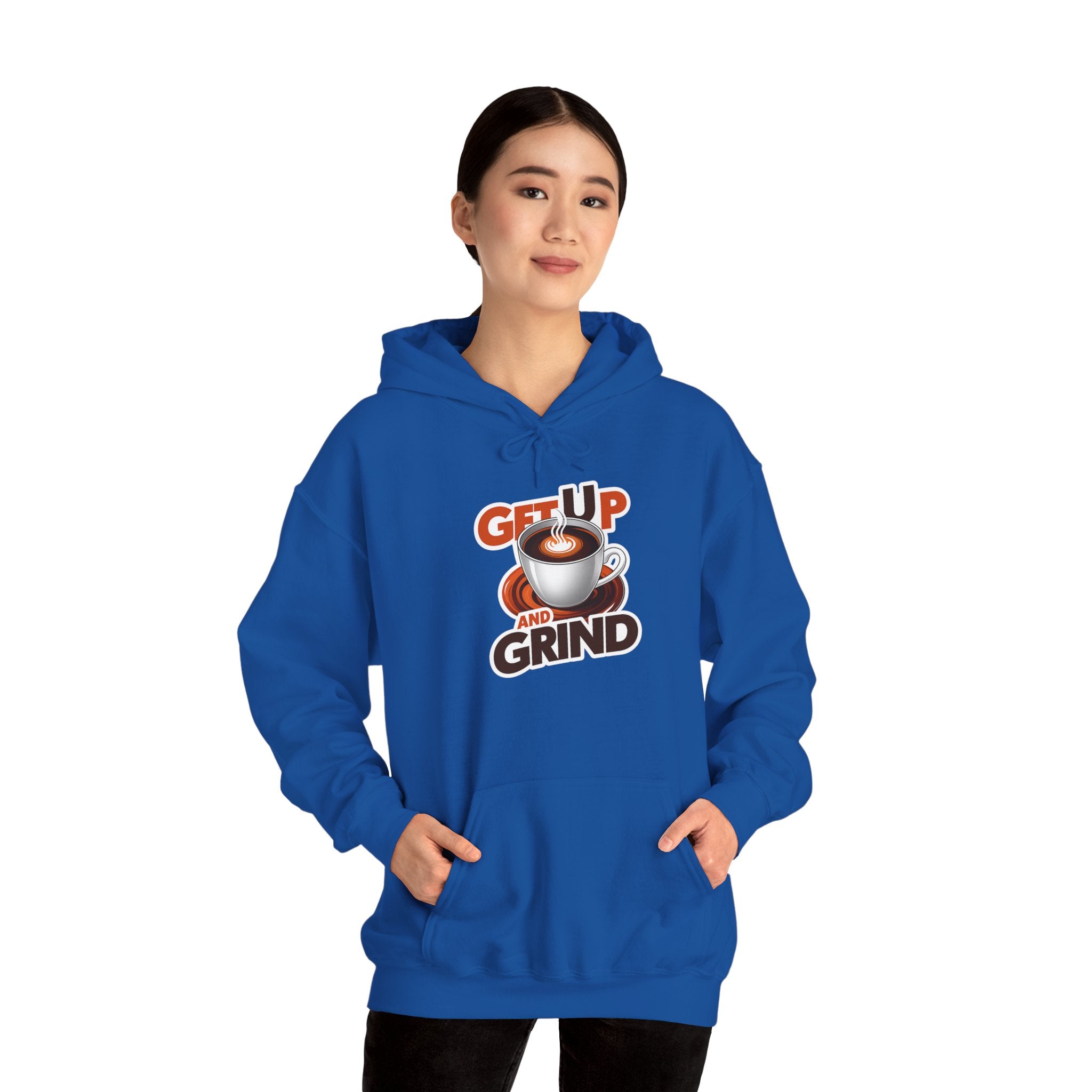 Get Up and Grind Motivational Coffee -Themed Hoodie | Motivational Gift for Coffee Lovers, Unisex Casual Wear, Perfect for Gym, School, Office