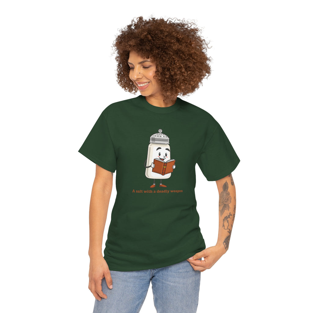 Funny Salt Bear Graphic Tee, Unisex Heavy Cotton Tee, Cute Gift for Food Lovers, Book Lovers, Unique Humor Shirt, Casual Everyday Wear