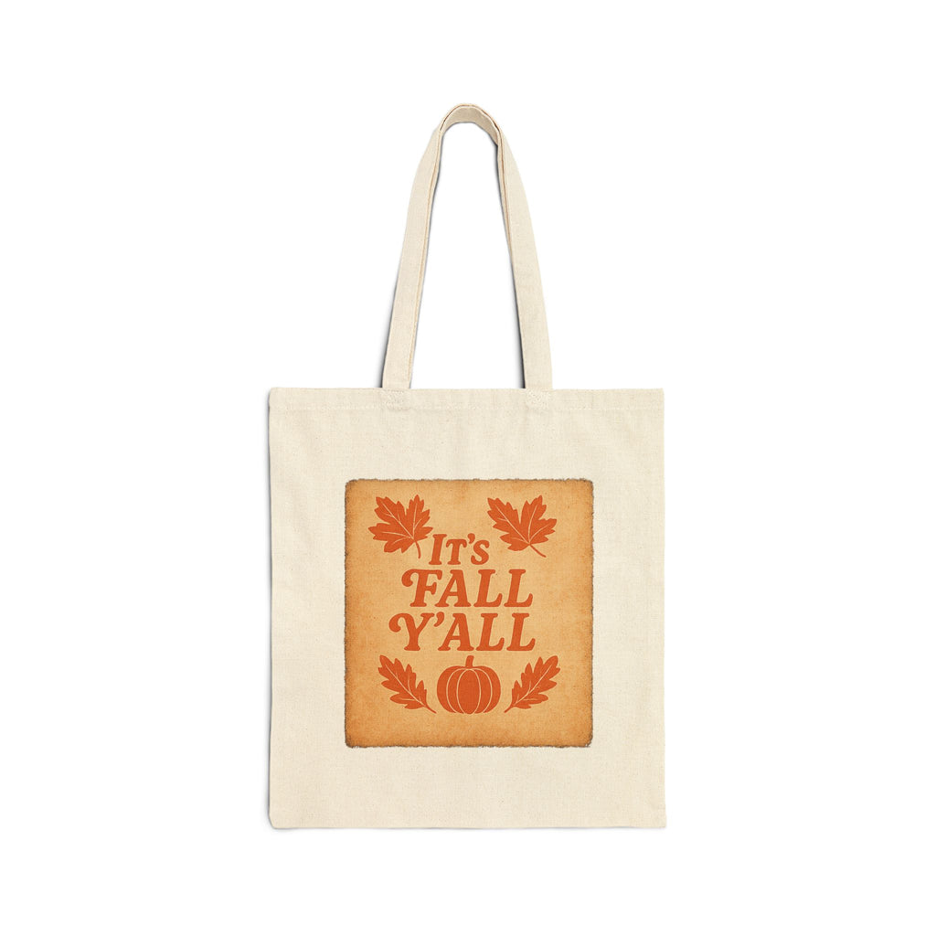 IT'S FALL Y'ALL - Autumn-Themed Cotton Canvas Tote Bag, Perfect for Fall, Halloween, Thanksgiving, Eco-Friendly Grocery Bag, Seasonal Gift