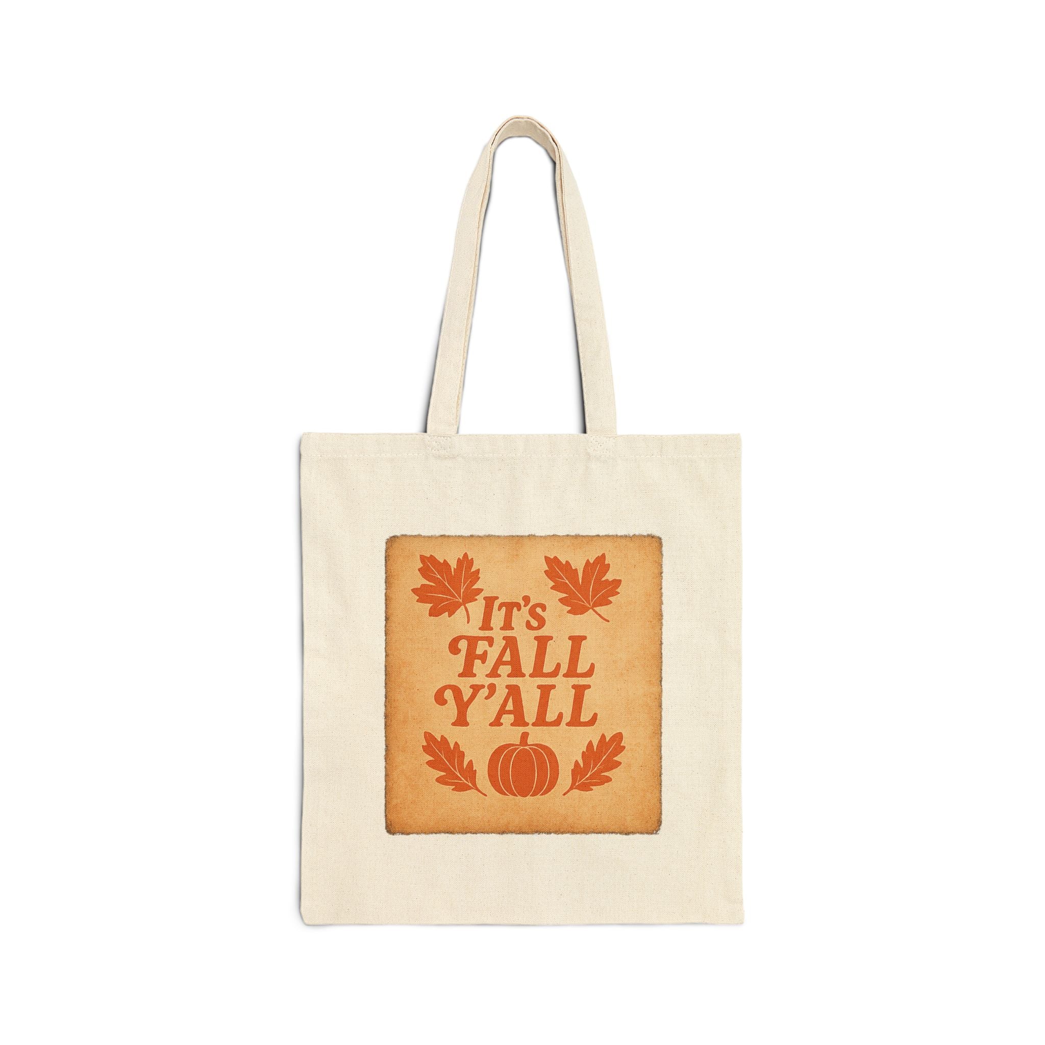 IT'S FALL Y'ALL - Autumn-Themed Cotton Canvas Tote Bag, Perfect for Fall, Halloween, Thanksgiving, Eco-Friendly Grocery Bag, Seasonal Gift