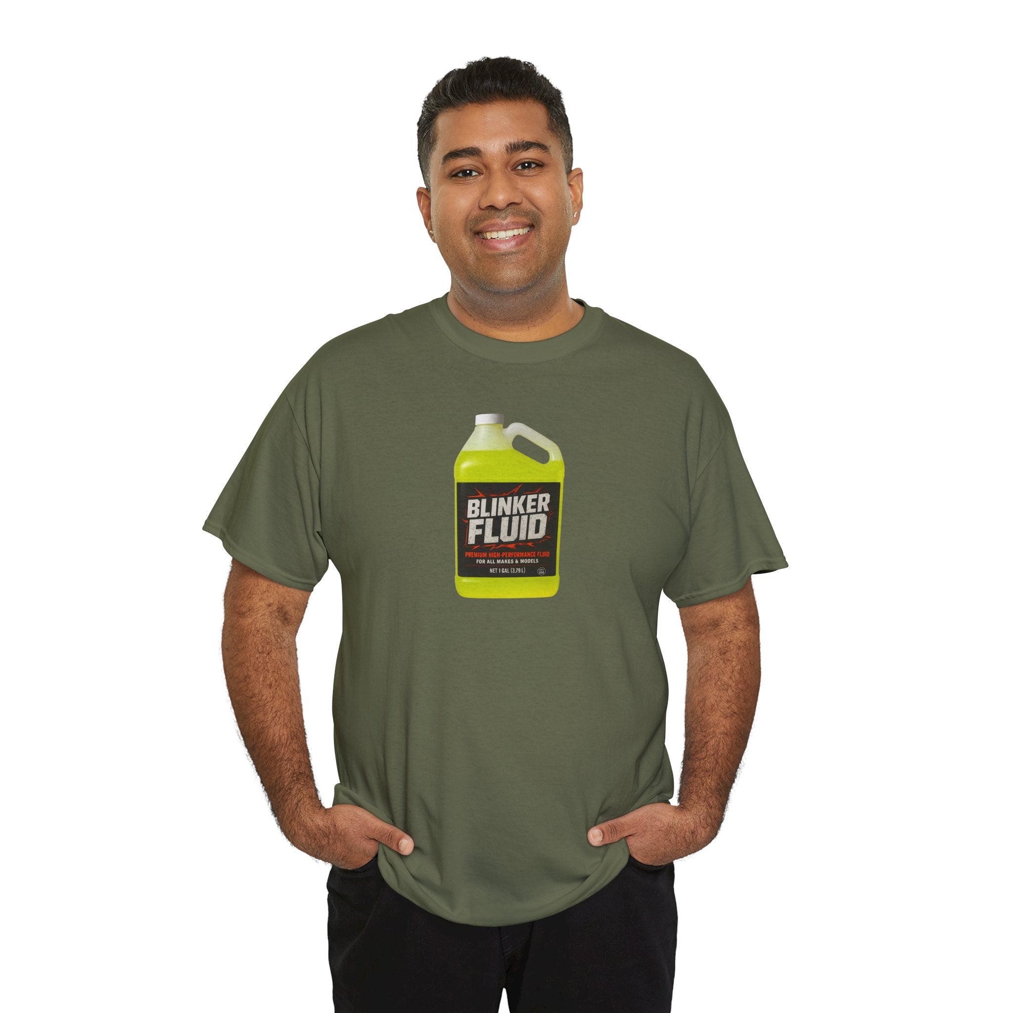 Humorous Blinker Fluid Tee, Funny T-Shirt, Car Lover Gift, Gag Gift, Unisex Heavy Cotton Shirt
