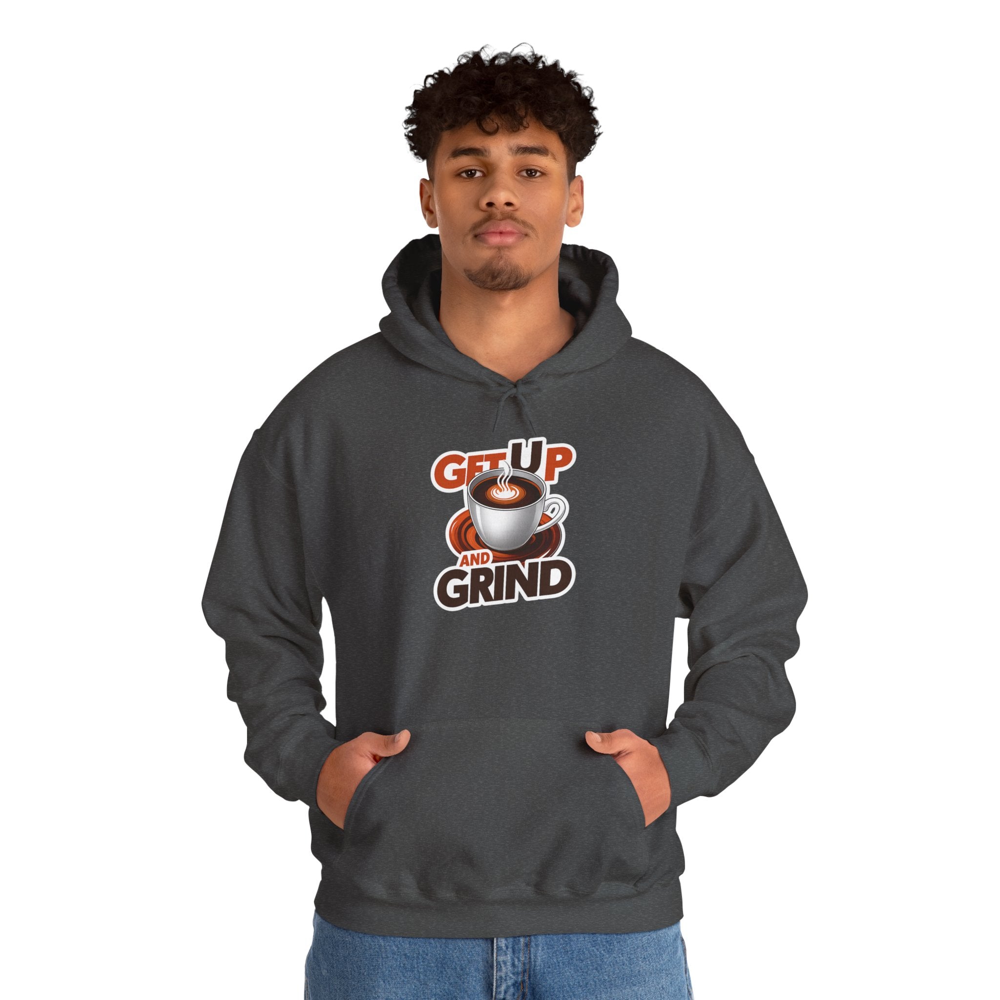 Get Up and Grind Motivational Coffee -Themed Hoodie | Motivational Gift for Coffee Lovers, Unisex Casual Wear, Perfect for Gym, School, Office