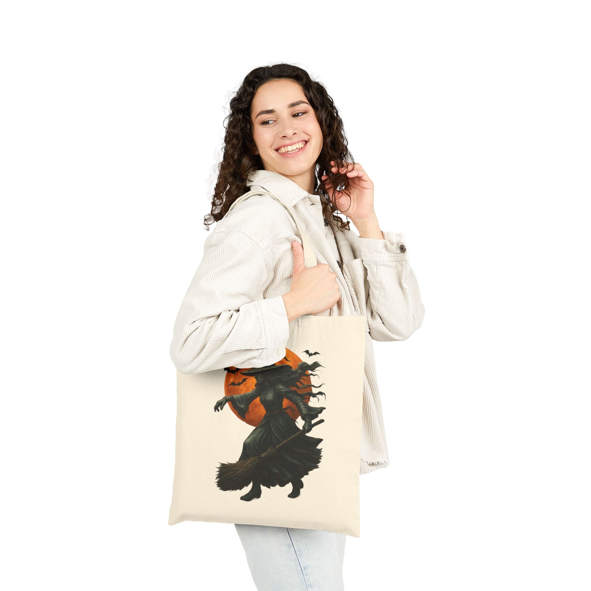 Whimsical WITCH Halloween Tote Bag | Spooky Shopping Bag, Witch Canvas Bag, Trick or Treat Tote, Autumn Gift, Eco-Friendly Grocery Bag
