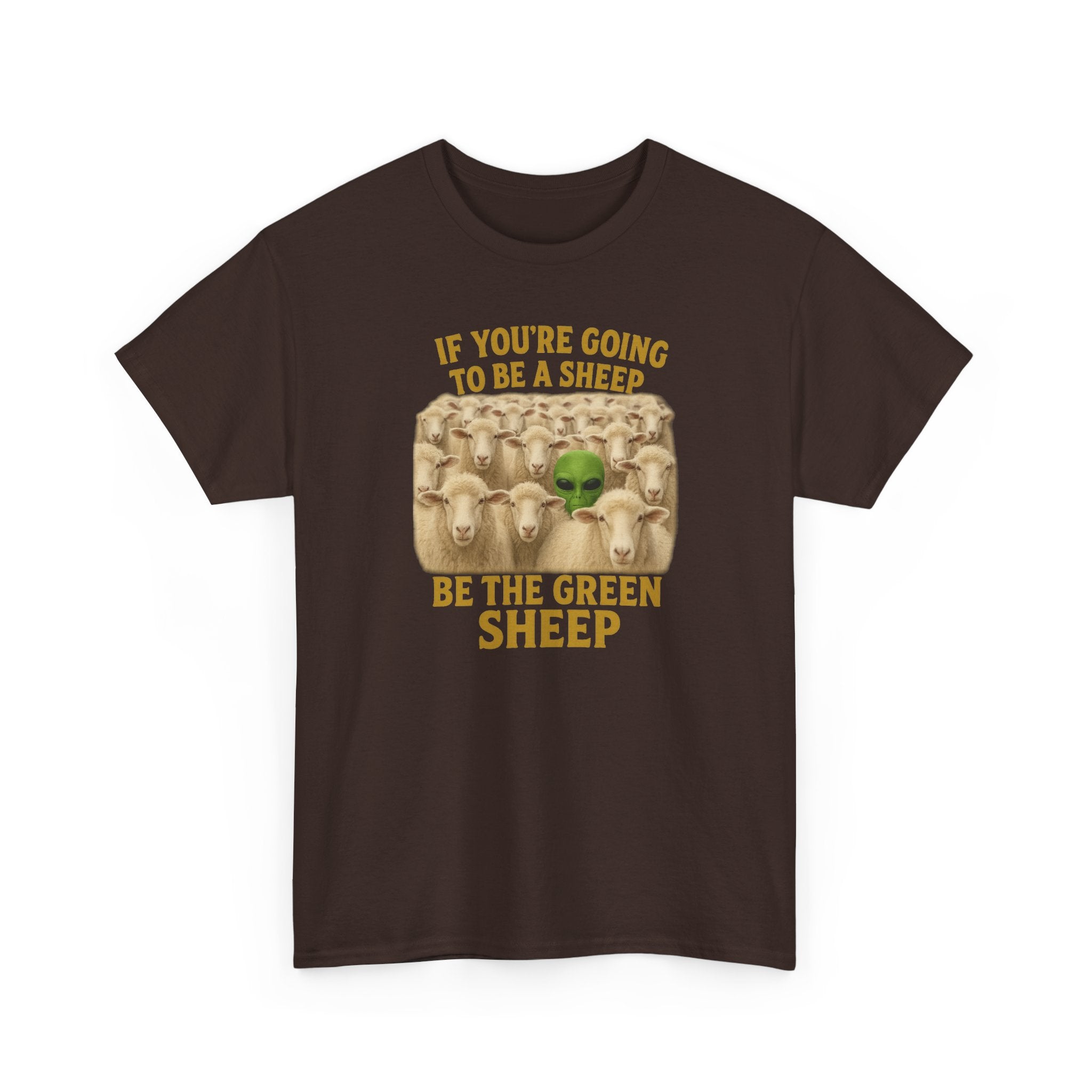 Be the Green Sheep Unisex Heavy Cotton Tee, Funny T-Shirt for the rebel in your life,  Gift for Friends, Casual Wear, Comfortable Basics
