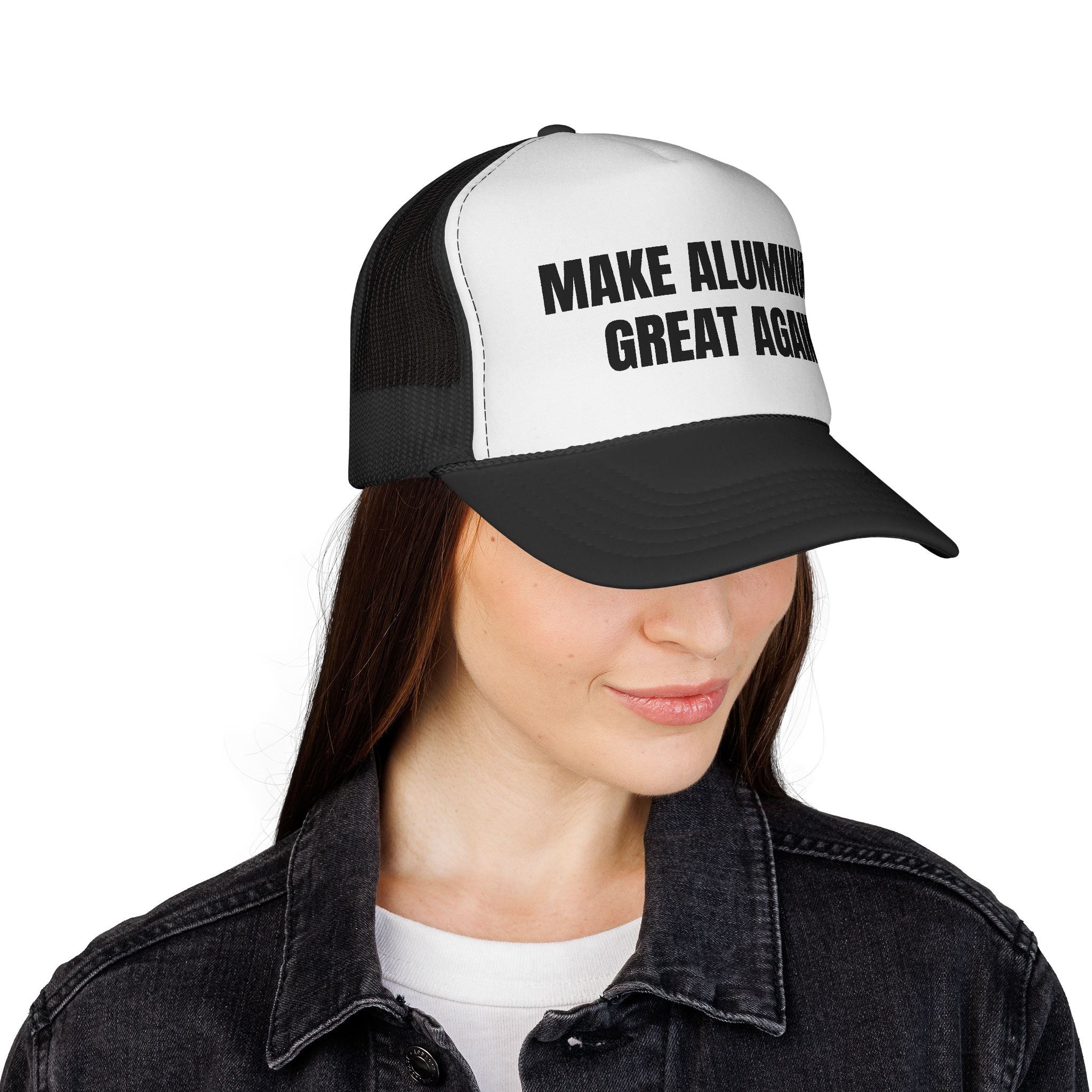 Make Aluminum Great Again Trucker Hat — Retro Patriotic Workwear Cap
