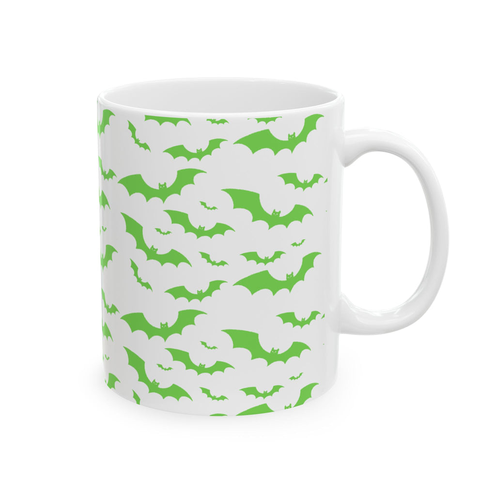 Spooky Green Bat Ceramic Mug for Halloween, Fun Coffee Cup, Halloween Decor, Gift for Bat Lovers, Bat-Themed Drinkware