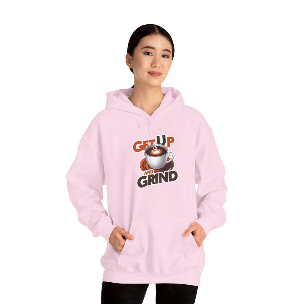 Get Up and Grind Motivational Coffee -Themed Hoodie | Motivational Gift for Coffee Lovers, Unisex Casual Wear, Perfect for Gym, School, Office