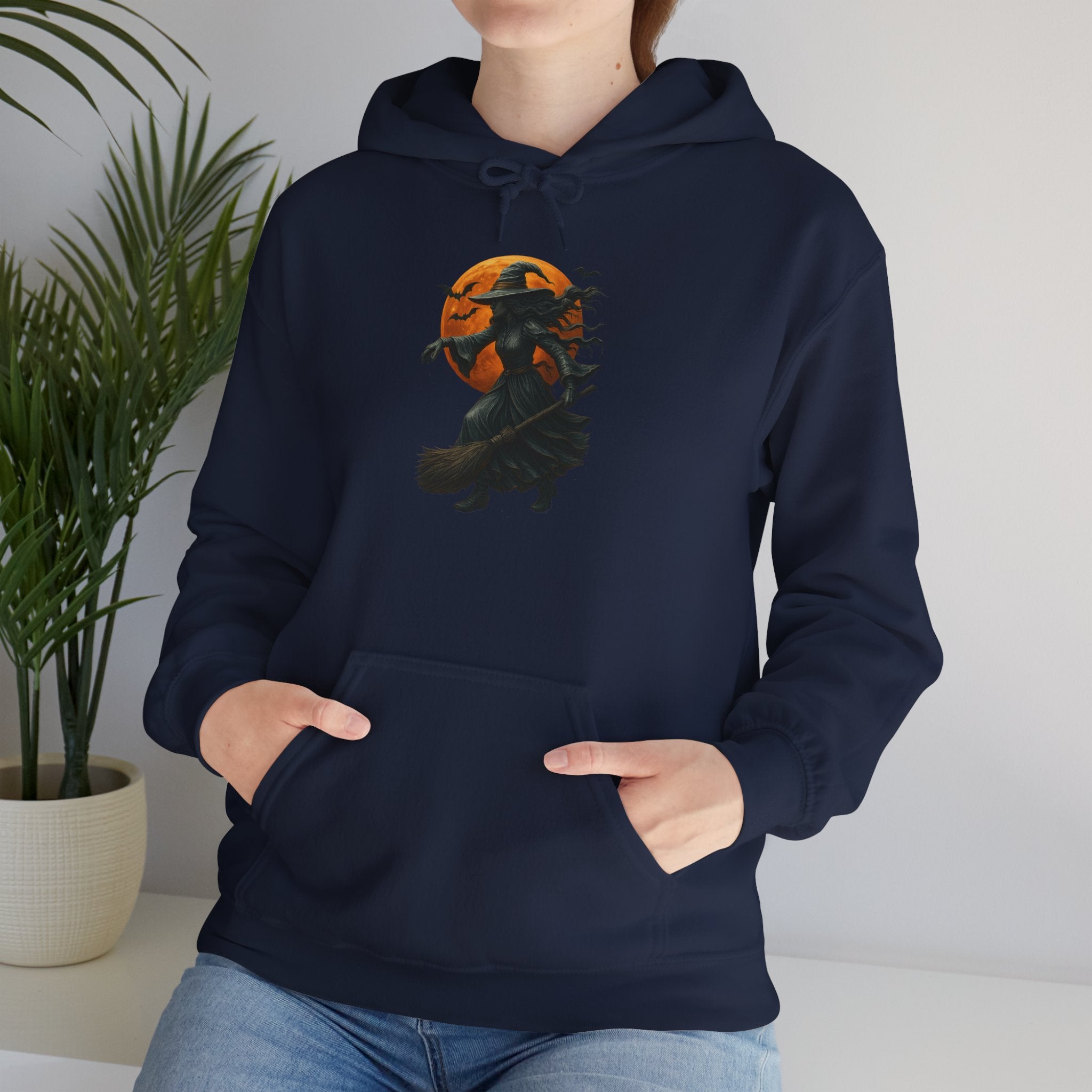 Halloween-Inspired Witch Hoodie, Cozy Fall Sweatshirt, Unisex Autumn Apparel, Spooky Season Gift, Perfect for October Celebrations