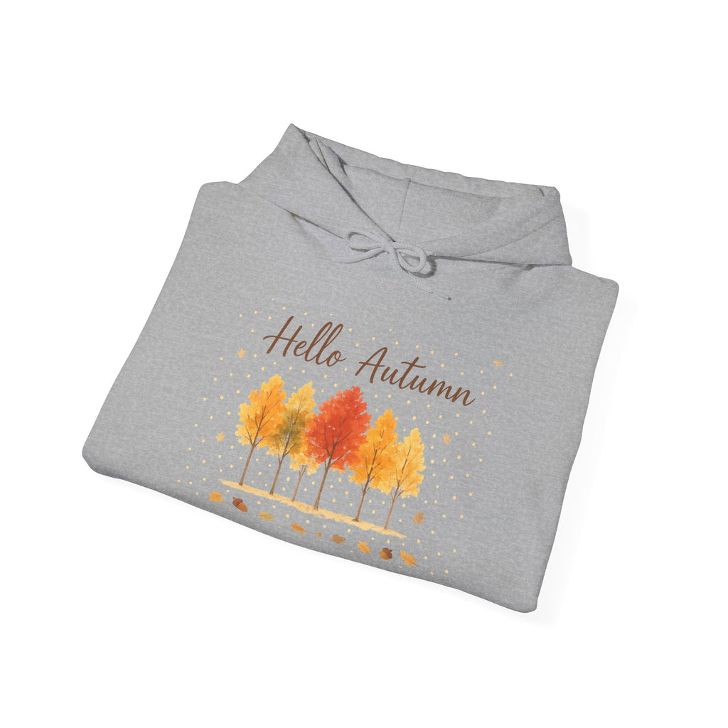 Autumn Vibes Hooded Sweatshirt, Cozy Fall Hoodie, Hello Autumn Sweatshirt, Unisex Fall Apparel, Seasonal Fashion, Gift for Her