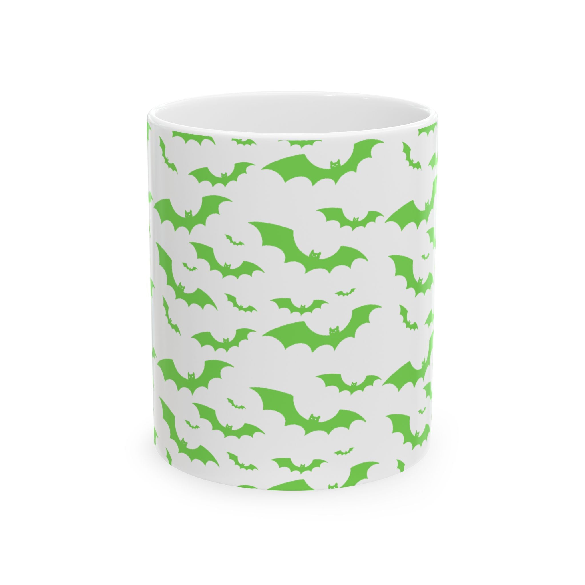 Spooky Green Bat Ceramic Mug for Halloween, Fun Coffee Cup, Halloween Decor, Gift for Bat Lovers, Bat-Themed Drinkware