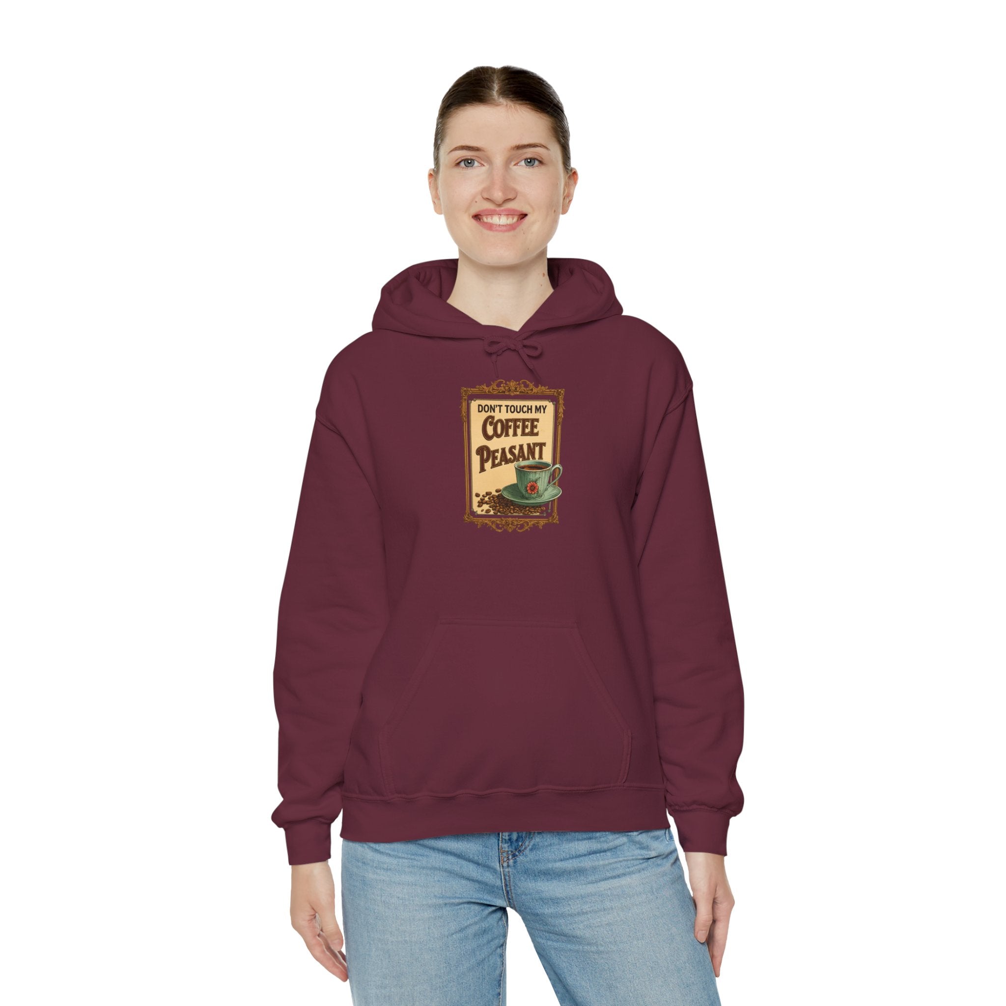 Funny - Don't Touch My Coffee Peasant Hoodie - Comfortable Unisex Sweatshirt for Coffee Lovers,  College Students, Casual Wear, Cafe Style,