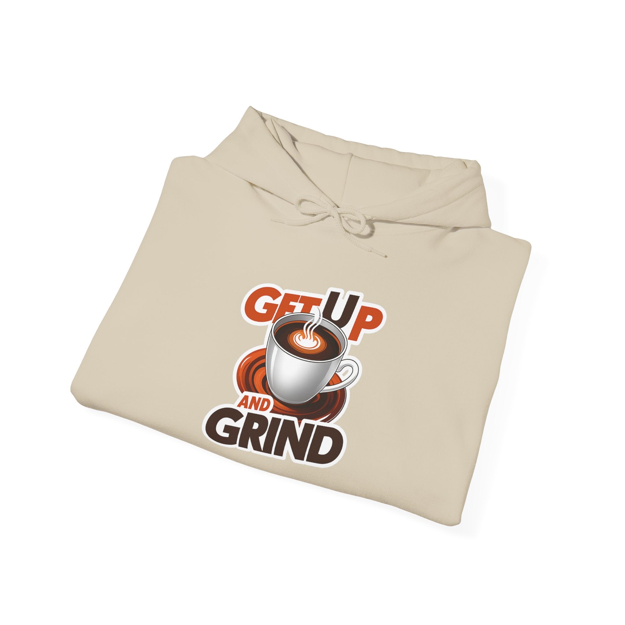 Get Up and Grind Motivational Coffee -Themed Hoodie | Motivational Gift for Coffee Lovers, Unisex Casual Wear, Perfect for Gym, School, Office
