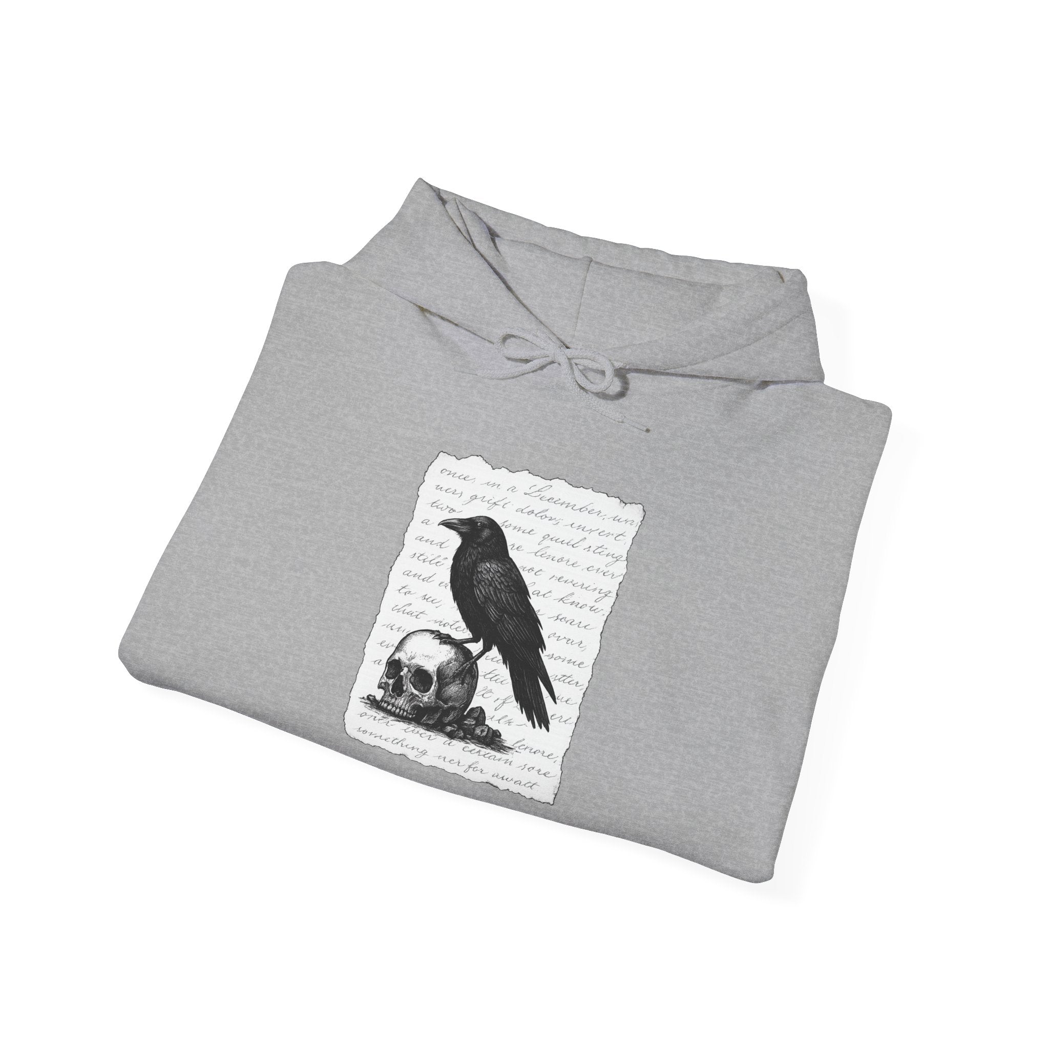 Gothic Raven Hoodie, Cozy Sweatshirt, Unisex Pullover, Halloween Apparel, Fall Fashion, Book Lovers, Theatre Lovers