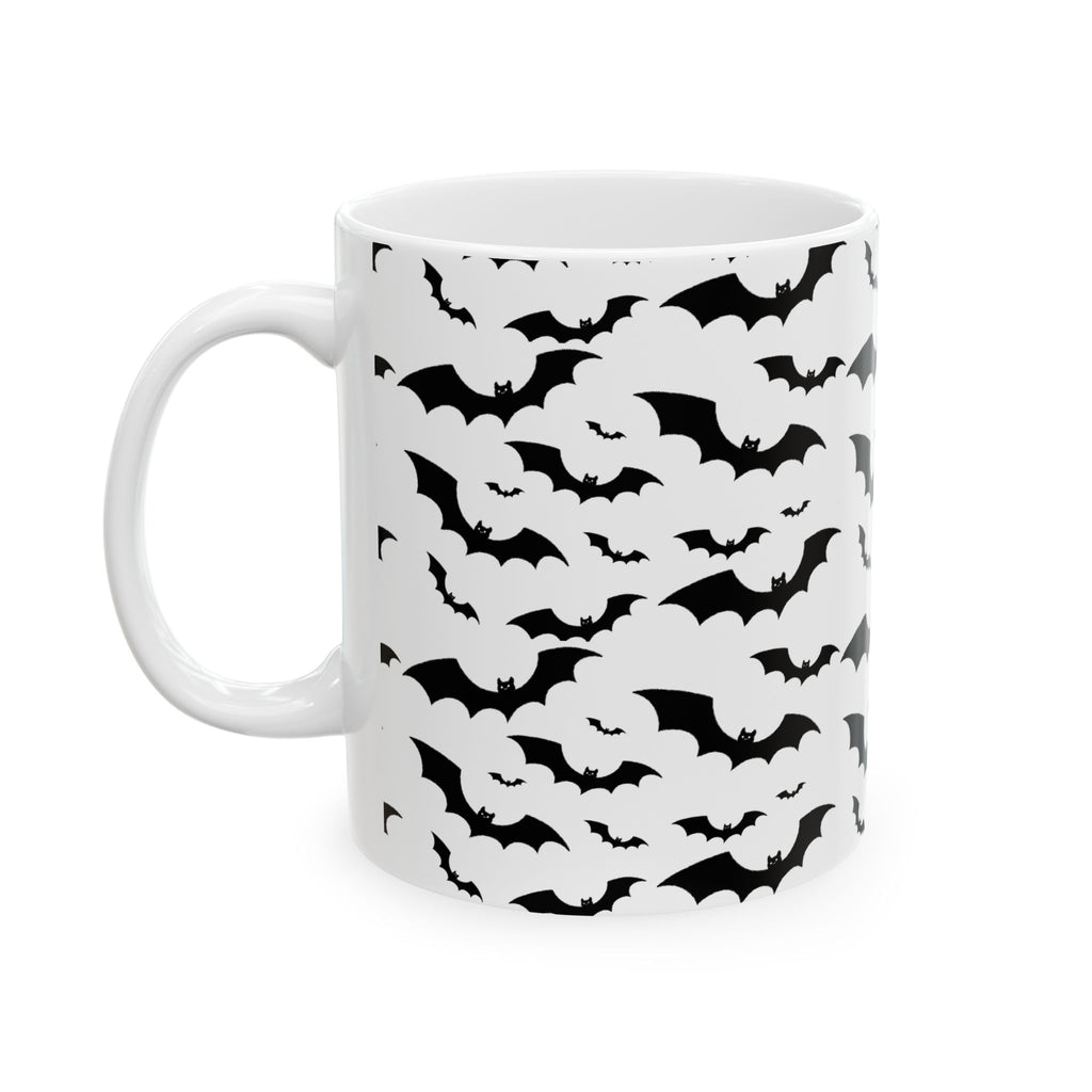 Spooky Bat Ceramic Mug, Halloween Coffee Cup, Gothic Drinkware, Dark Aesthetic Gift, Bat-Themed Tea Mug