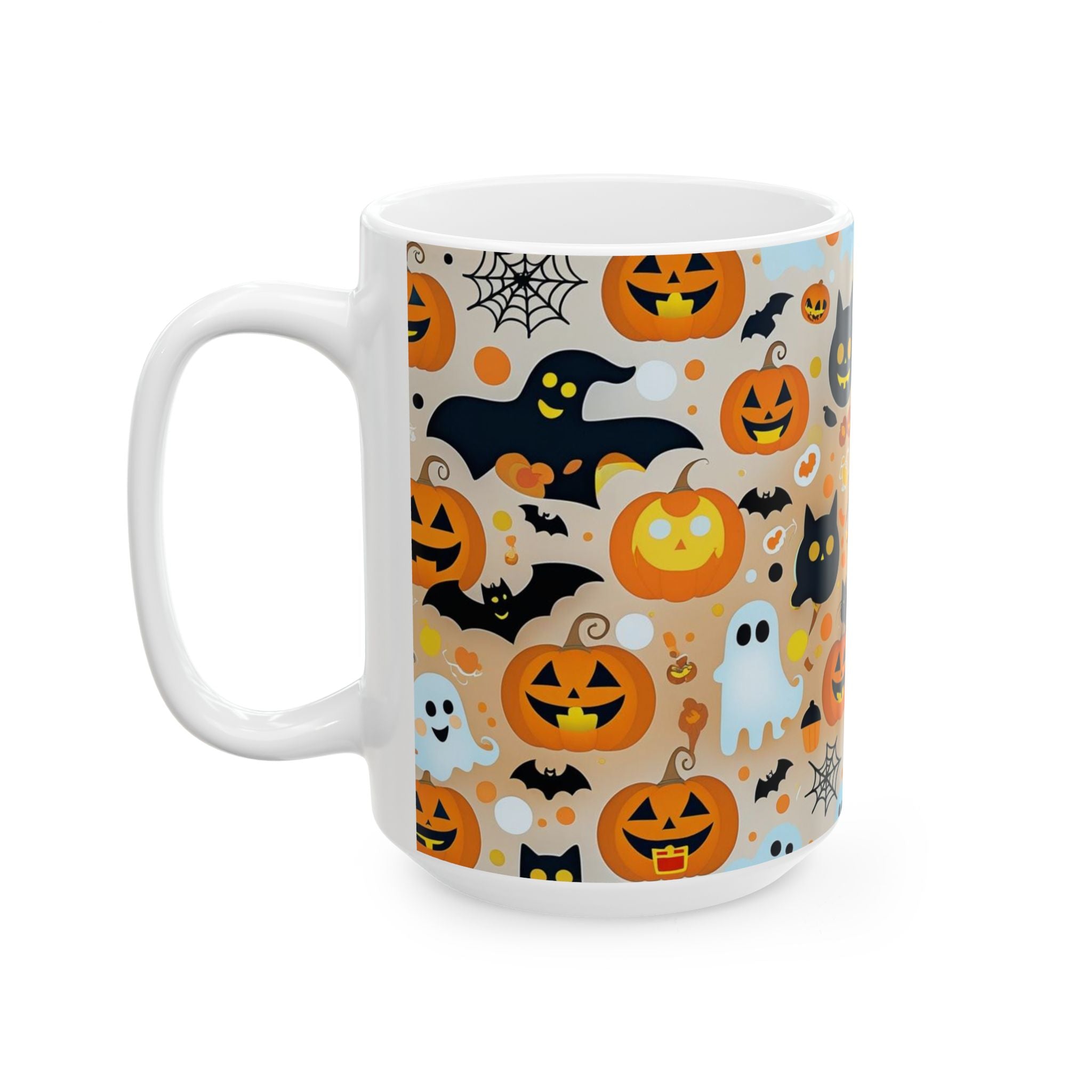 Spooky Halloween Ceramic Mug, Cute Pumpkin Ghosts Coffee Cup, Halloween Decor, Trick or Treat Mug, Fall Celebration Drinkware