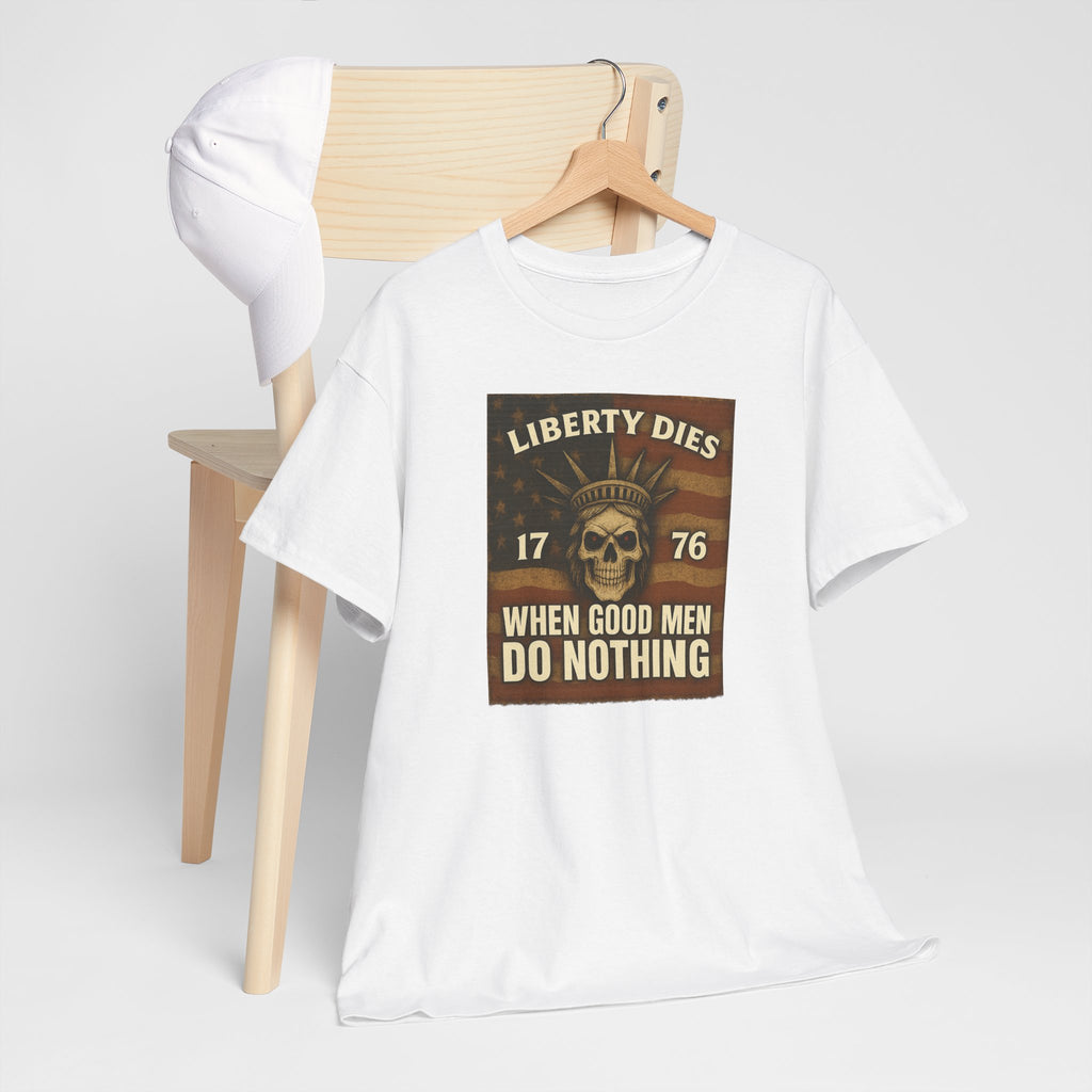 Liberty Dies Unisex Heavy Cotton Tee, Patriotic T-Shirt, 4th of July Gift, Independence Day Apparel, Vintage Style Tee