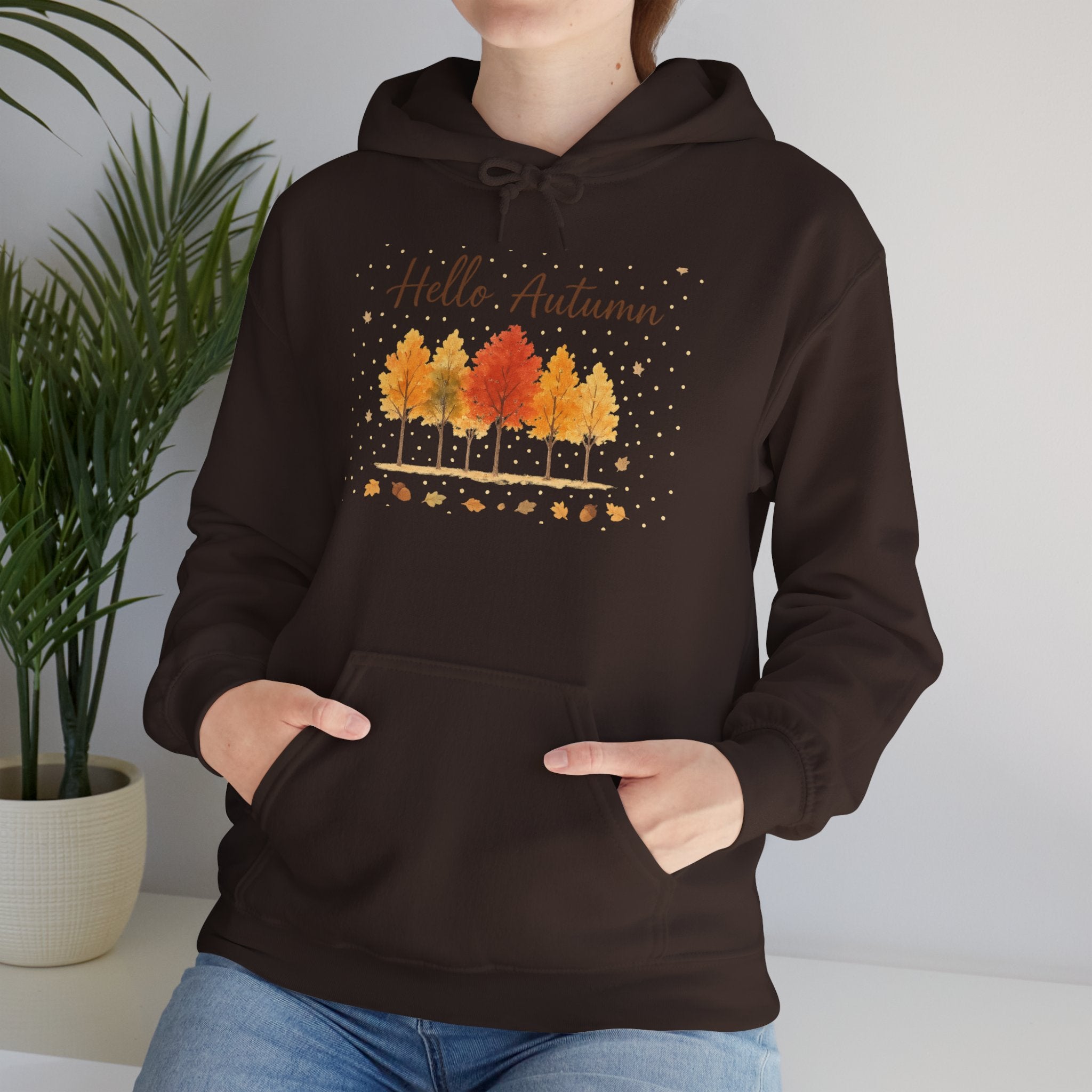 Autumn Vibes Hooded Sweatshirt, Cozy Fall Hoodie, Hello Autumn Sweatshirt, Unisex Fall Apparel, Seasonal Fashion, Gift for Her