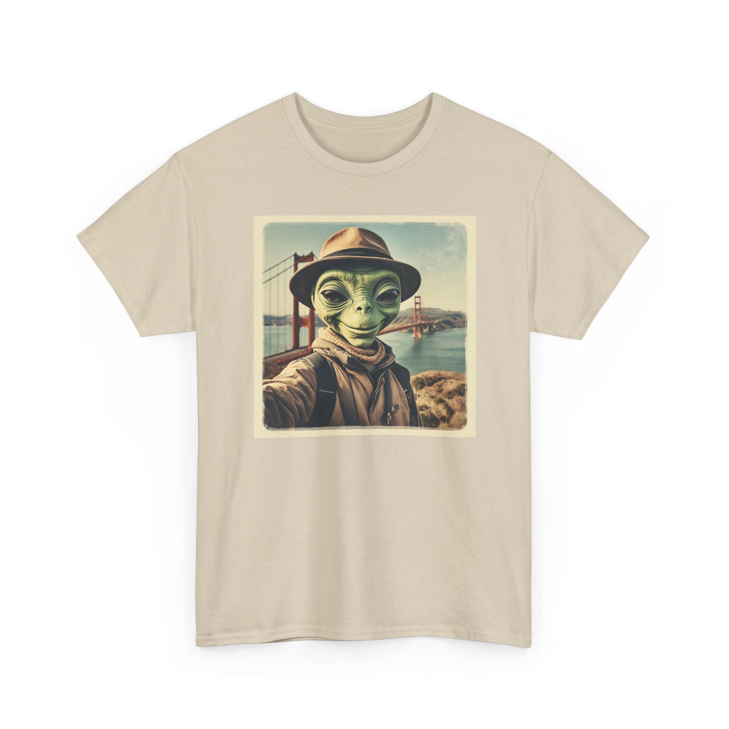 Alien Selfie Tee, Funny Graphic T-Shirt, Unique Art Shirt, Unisex Cotton Tee, Gift for Space Lovers, Quirky Style Wear