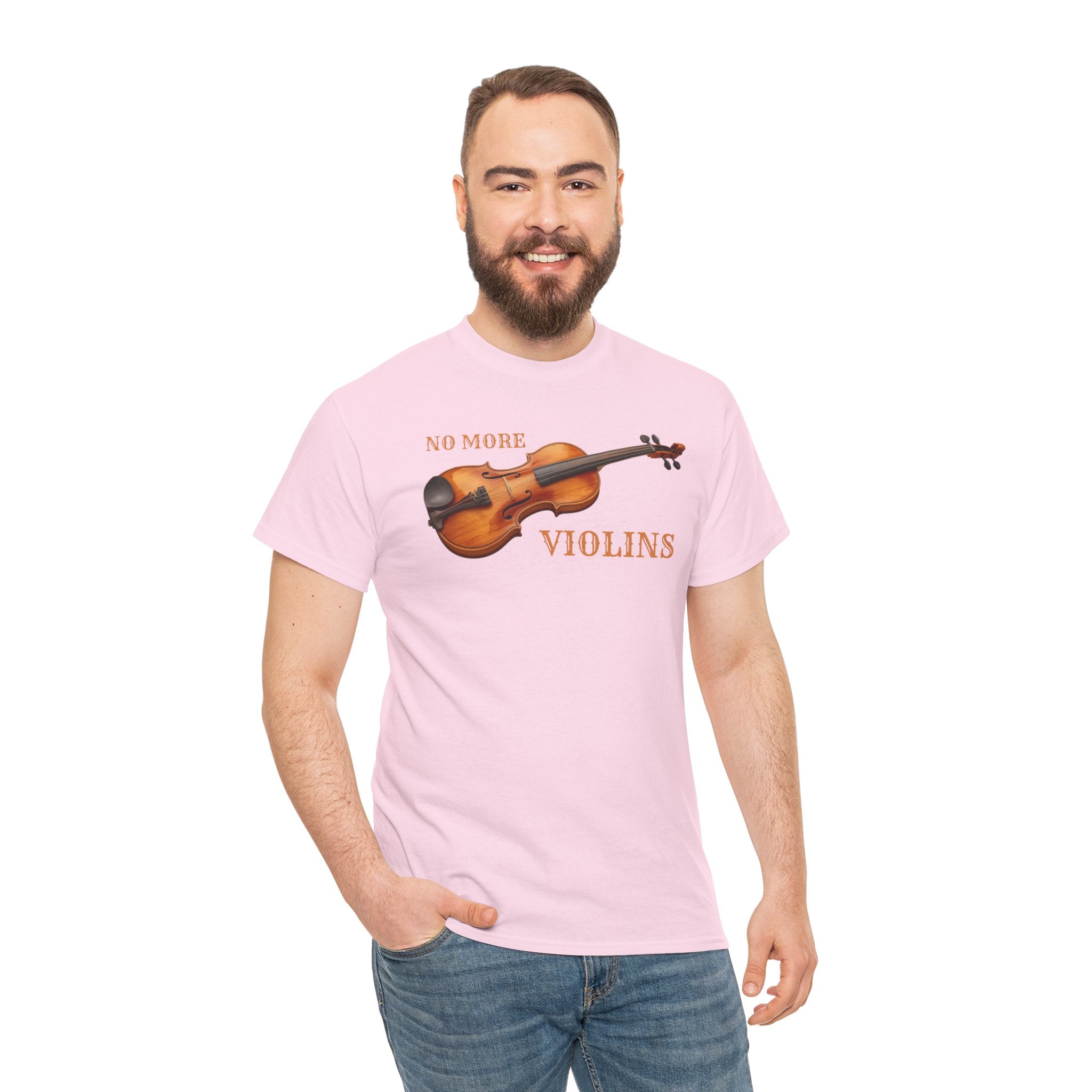 No More Violins Unisex Heavy Cotton Tee, Funny Music Lover T-Shirt, Gift for Musicians, Band Merchandise, Casual Wear, Birthday Gift